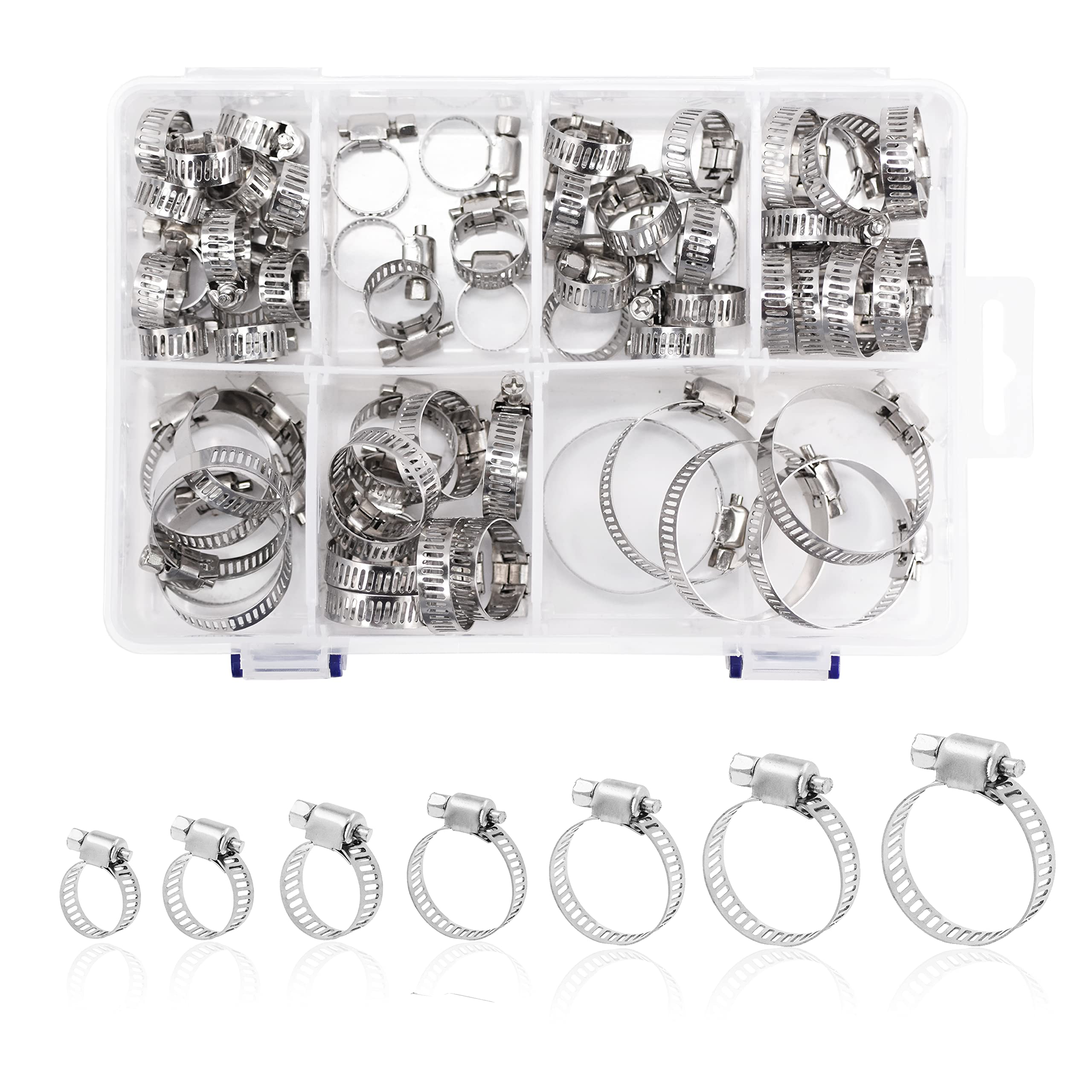 Stainless Steel Hose Clamps Adjustable Worm Gear Assortment - Pipe Clamps for Dryer Vent Radiator