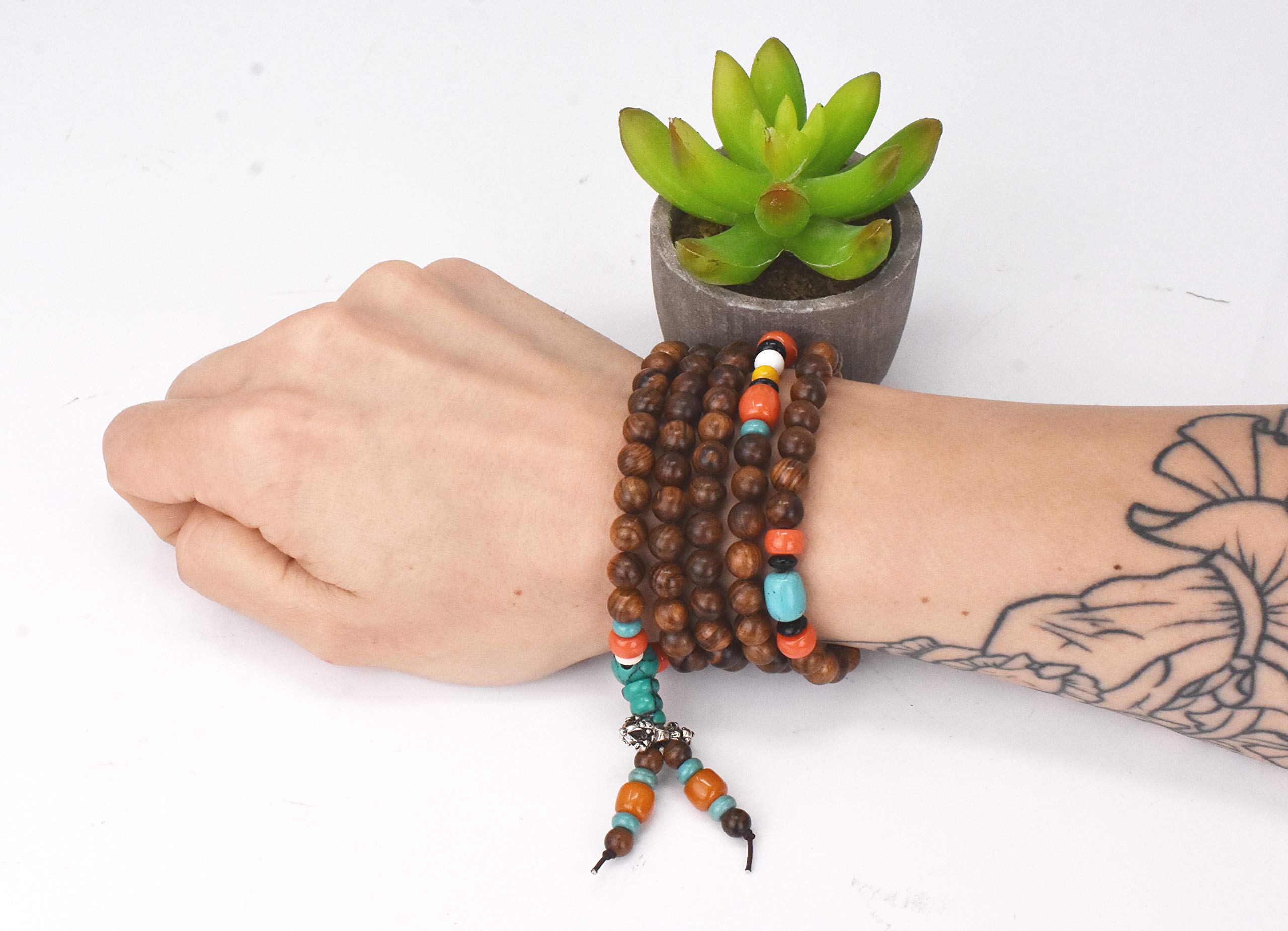 Mandala Crafts Wood Mala Beads Necklace – Japa Mala Beads 108 Necklace – 108 Mala Beads Bracelet Mala Prayer Beads Necklace for Men Women Mala Meditation Beads