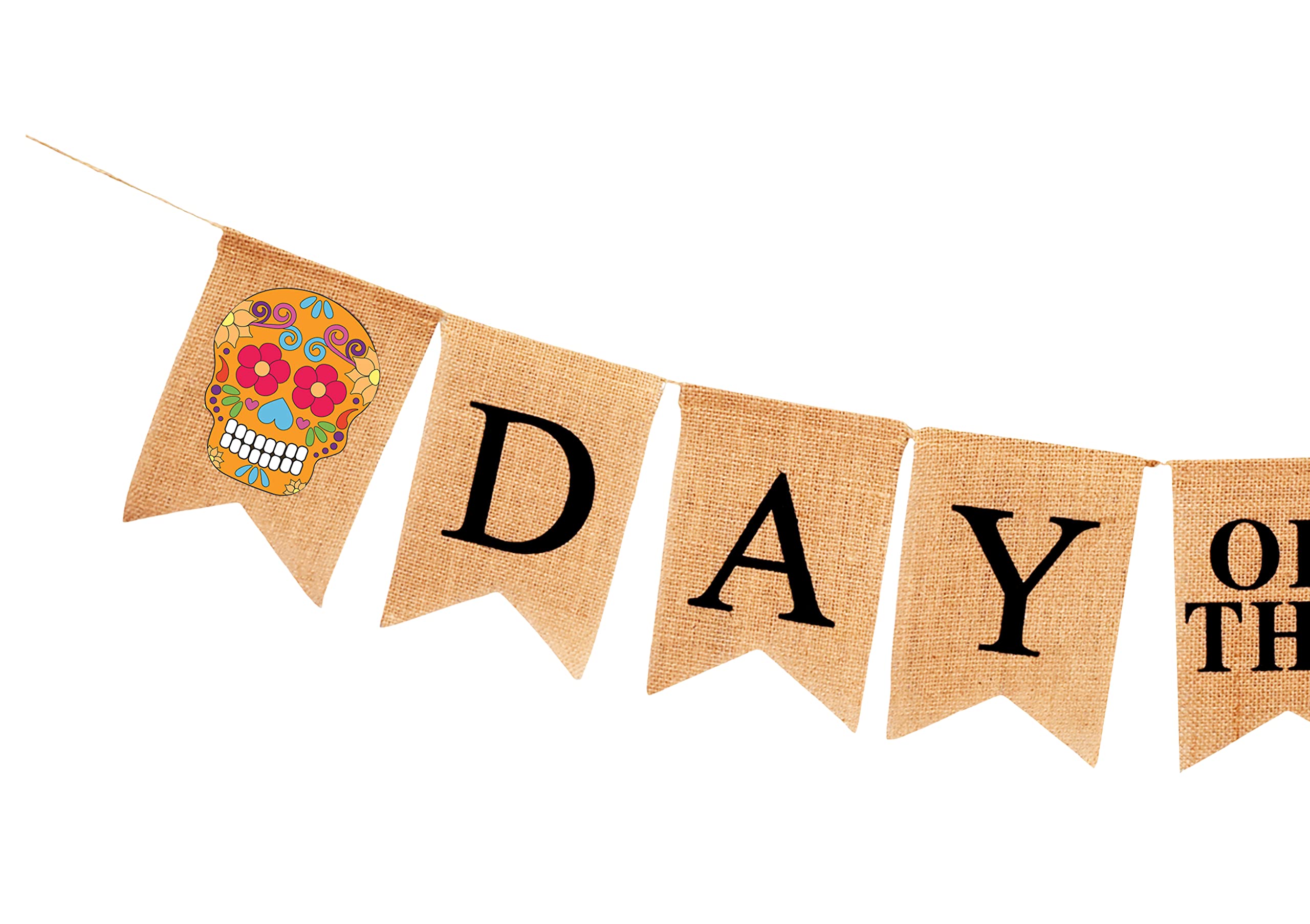 Mandala Crafts Burlap Day of the Dead Banner for Day of the Dead Decorations - Dia De Los Muertos Sugar Skull Decor Garland for Mexican Fiesta Halloween Party Mantle Fireplace