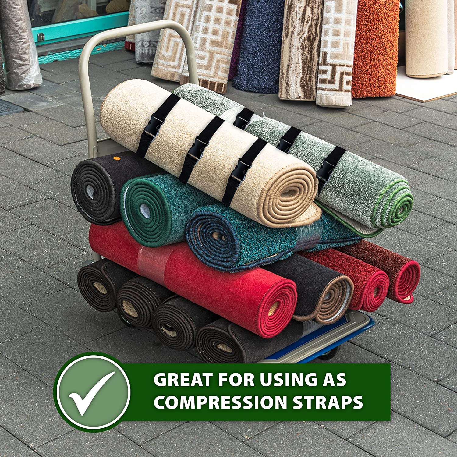 Mandala Crafts Buckle Straps Adjustable Black Utility Straps with Buckles for Packing Straps  Nylon Quick Release Buckle Strap for Backpack Sleeping Bag Luggage Suitcase