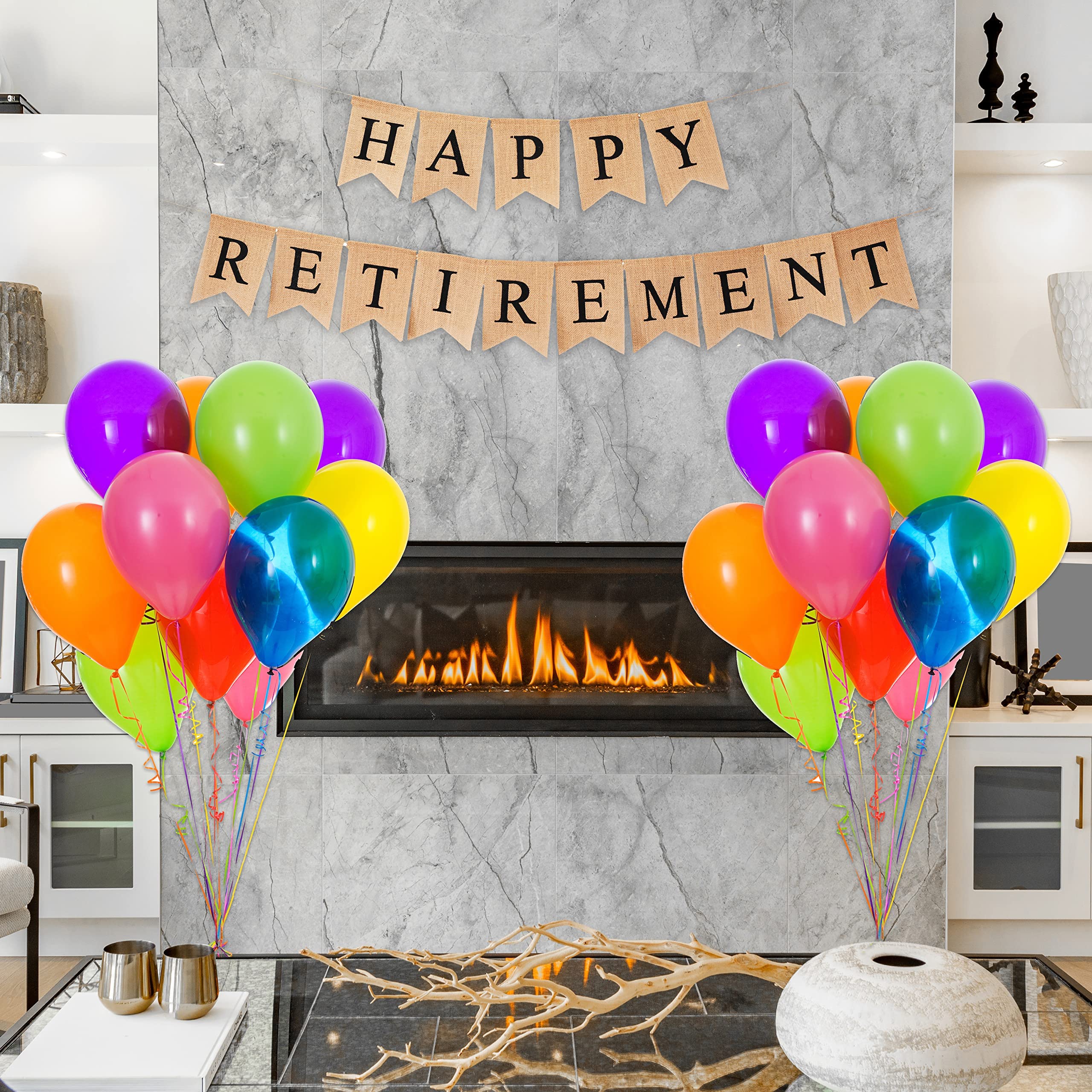 Mandala Crafts Burlap Happy Retirement Banner Happy Retirement Decorations for Women Men - Happy Retirement Sign Bunting Garland for Happy Retirement Party Decorations