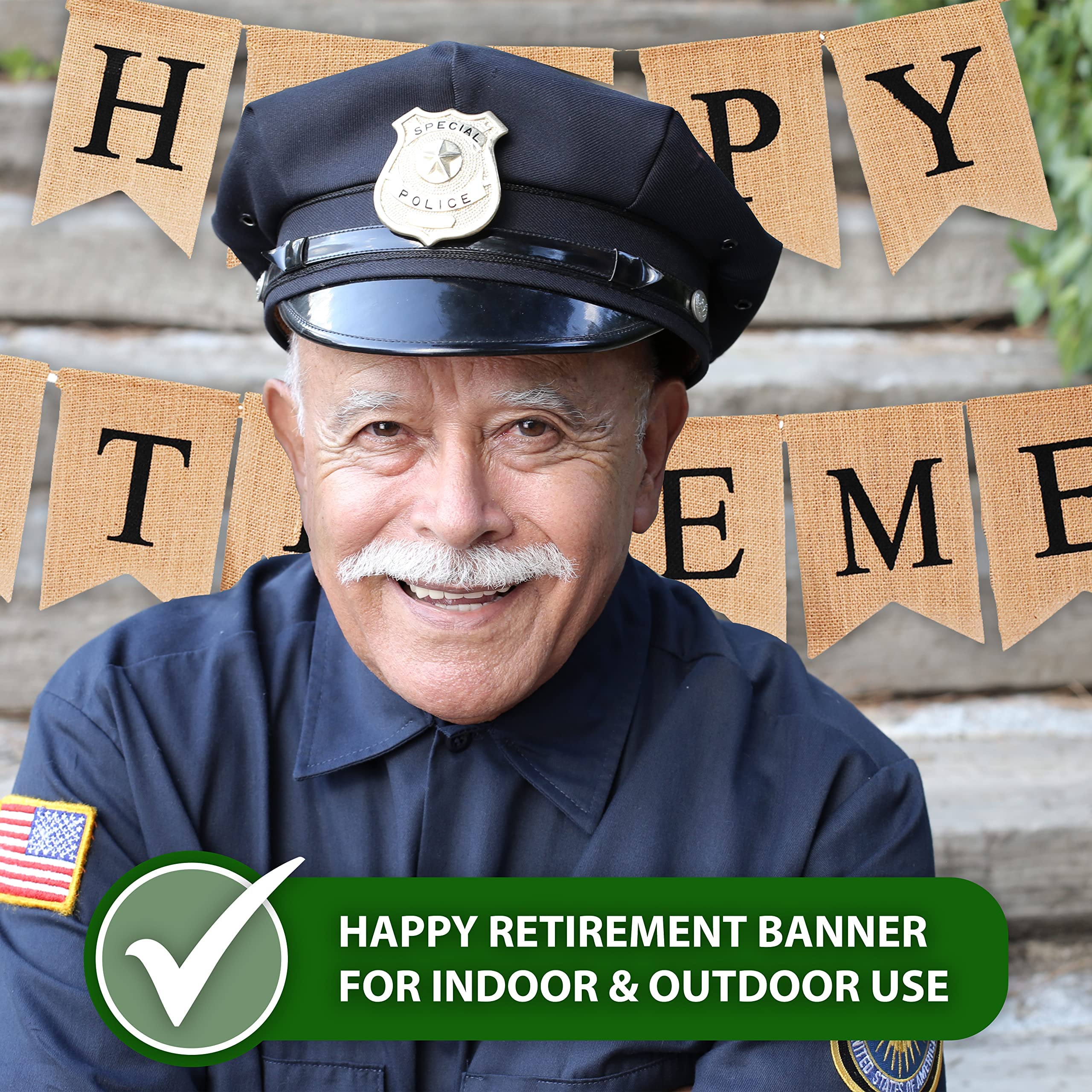 Mandala Crafts Burlap Happy Retirement Banner Happy Retirement Decorations for Women Men - Happy Retirement Sign Bunting Garland for Happy Retirement Party Decorations