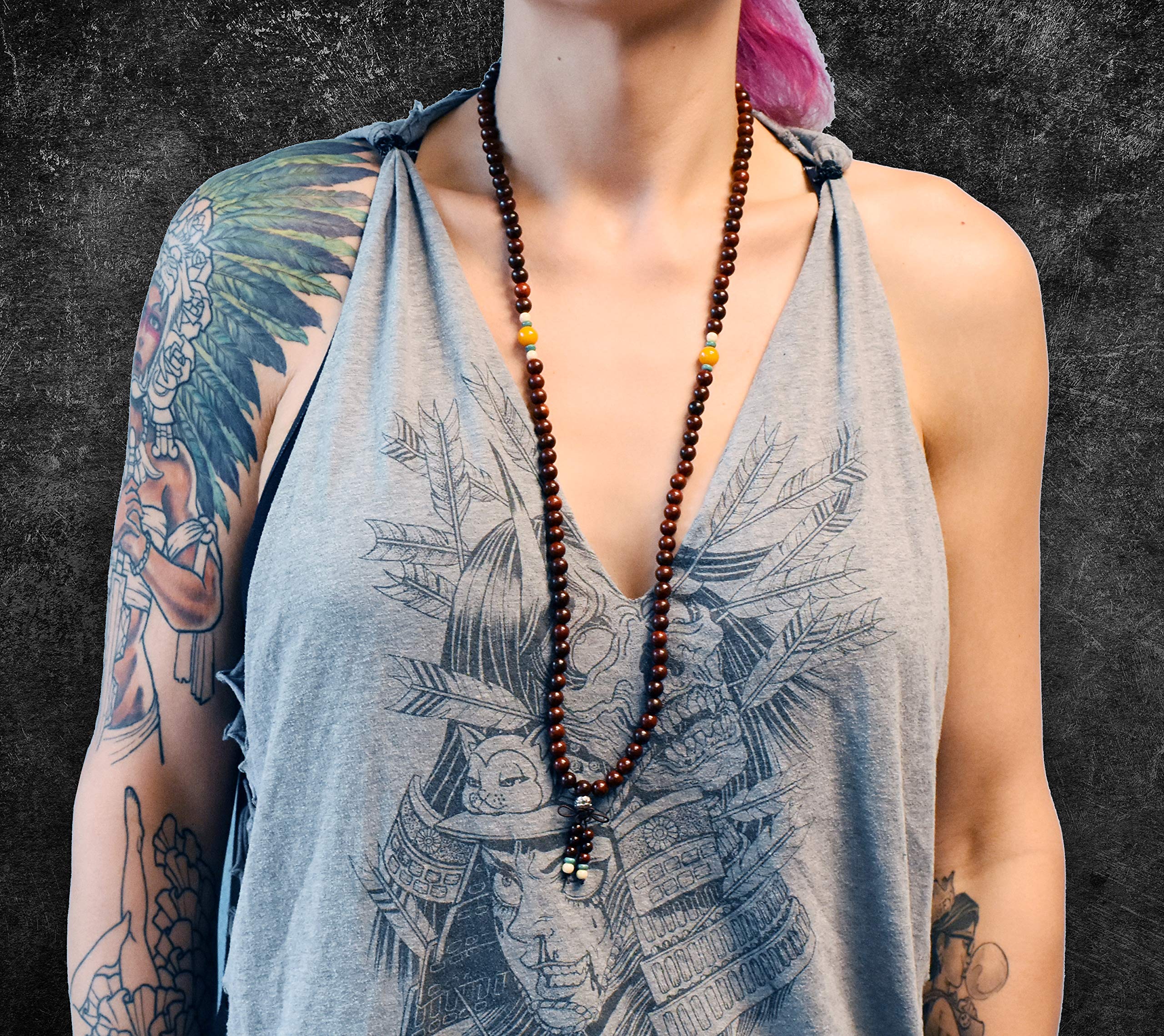 Mandala Crafts Wood Mala Beads Necklace – Japa Mala Beads 108 Necklace – 108 Mala Beads Bracelet Mala Prayer Beads Necklace for Men Women Mala Meditation Beads