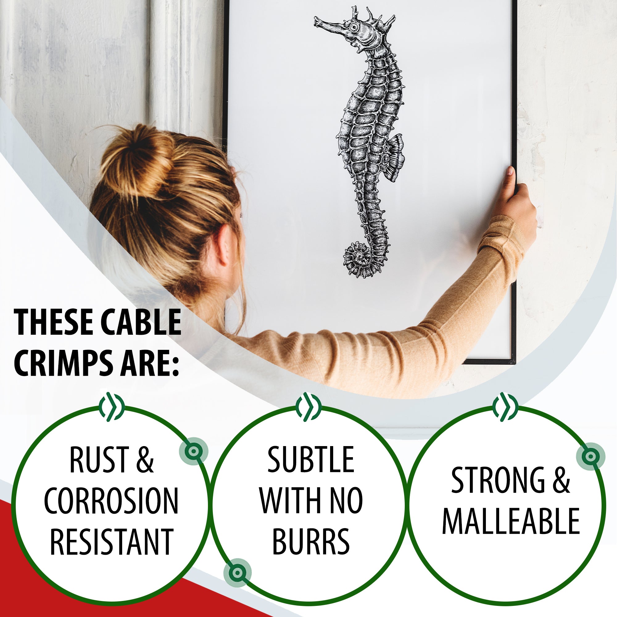 Mandala Crafts Cable Crimps for Wire Cable - Cable Crimping Sleeve Set Aluminum Cable Ends Double Ferrules Wire Rope Sleeves Cable Crimp Loop Kit