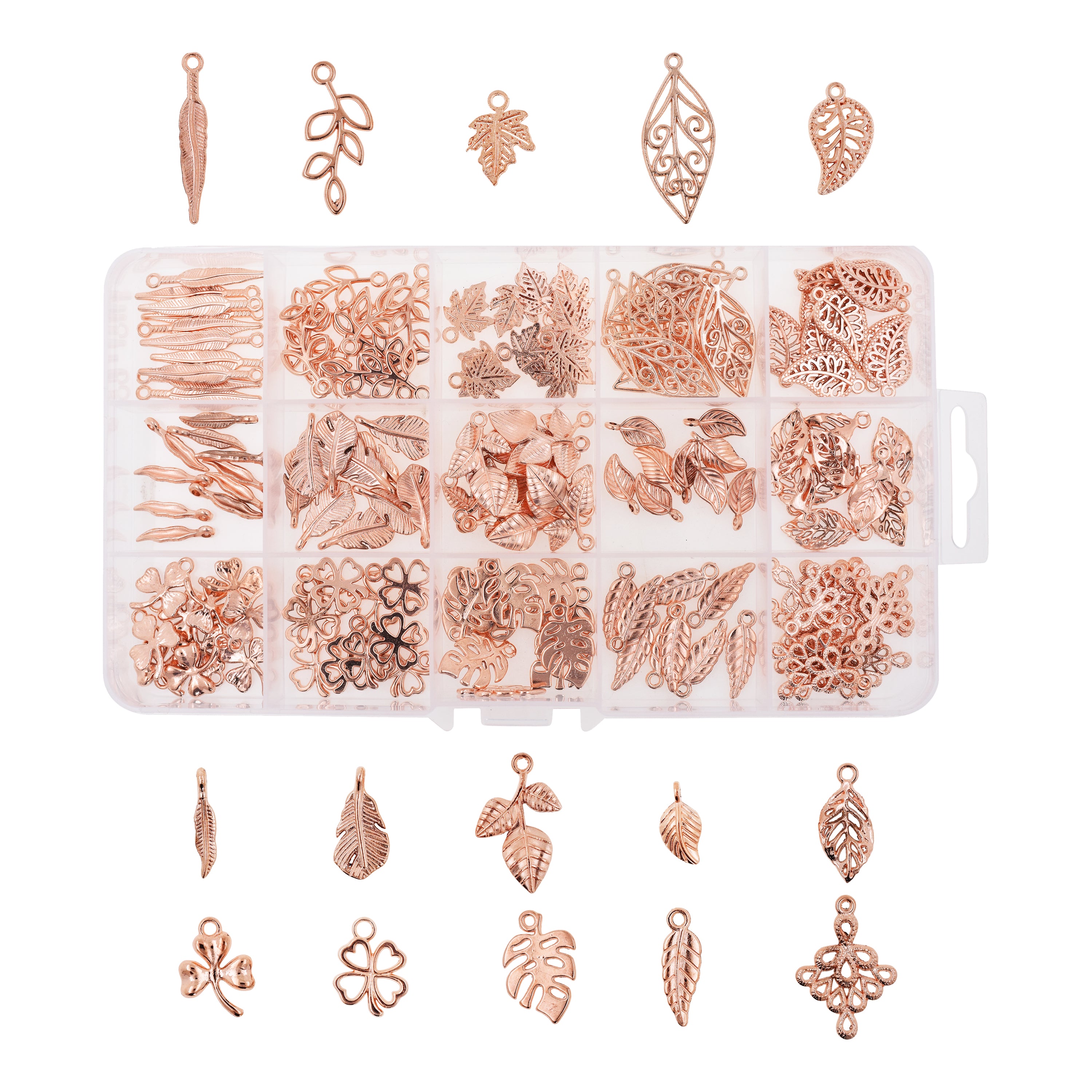 Mandala Crafts 150 PCs Assorted Metal Leaf Charms - Fall Charms for Jewelry Making Charms - Leaf Pendant Charm Fall Jewelry Charms Tree Leaf Beads for Earring Bracelet Necklace