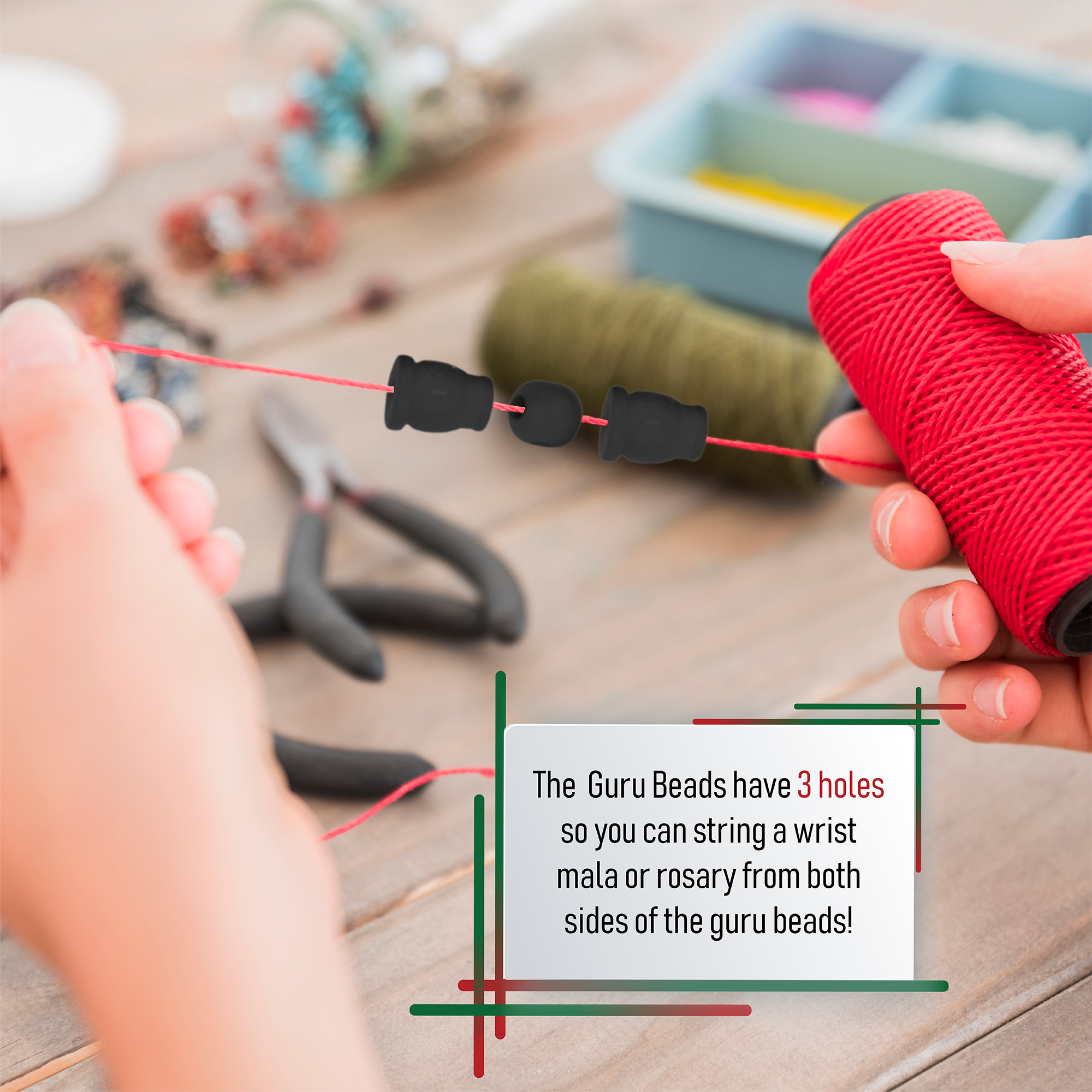 Mandala Crafts 3 Hole Guru Beads for Mala Making Beads 10 Sets Loose Prayer Beads Mala Guru Beads for Tibetan Prayer Beads Tibetan Mala Beads