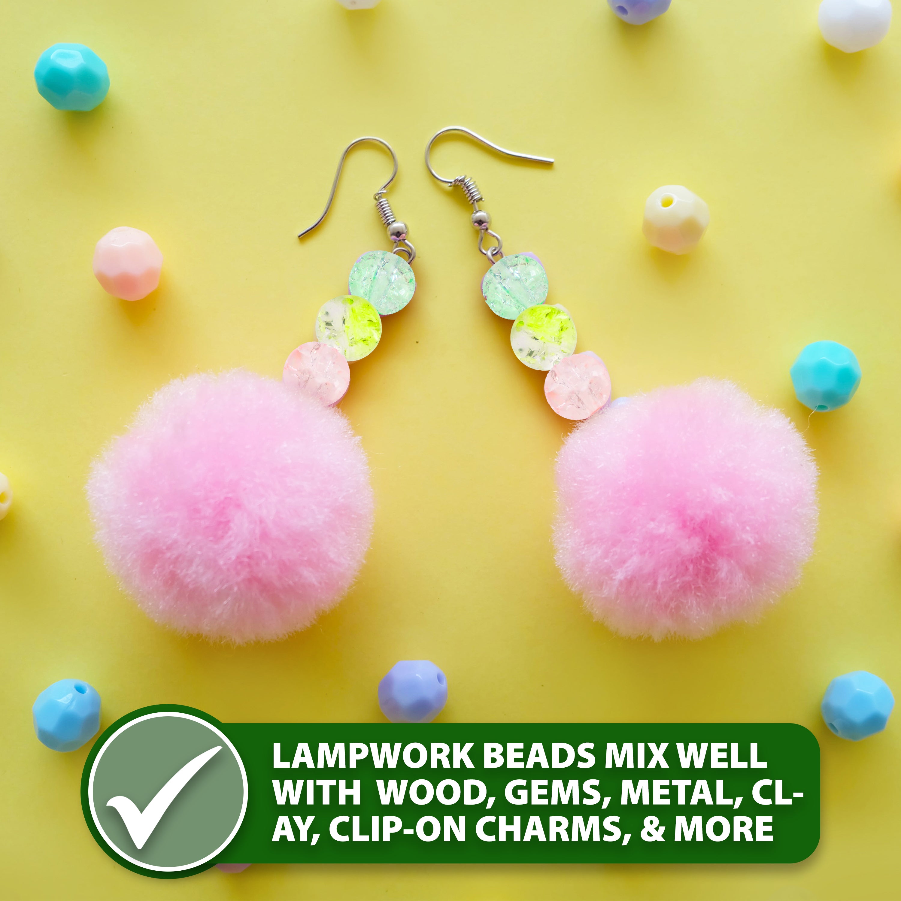 Mandala Crafts Lampwork Glass Beads for Jewelry Making - Crackle Lampwork Glass Round Beads in Bulk for Bracelets Necklaces Earrings Crafts