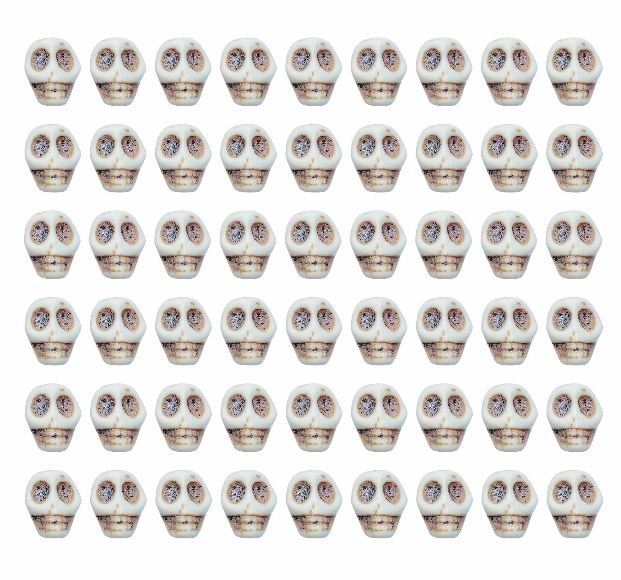 Mandala Crafts Howlite Carved Skull Beads for Jewelry Making Skull Charms - Small Skulls for Crafts - Bulk Skeleton Beads Skull Head Beads for Bracelet Spacer Necklace