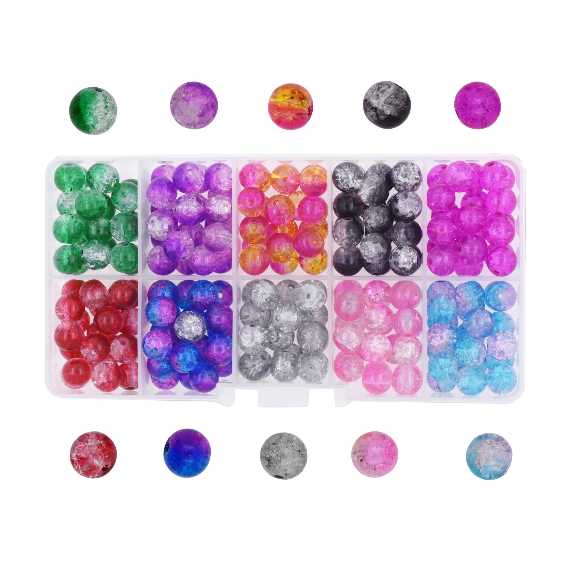 Mandala Crafts Lampwork Glass Beads for Jewelry Making - Crackle Lampwork Glass Round Beads in Bulk for Bracelets Necklaces Earrings Crafts