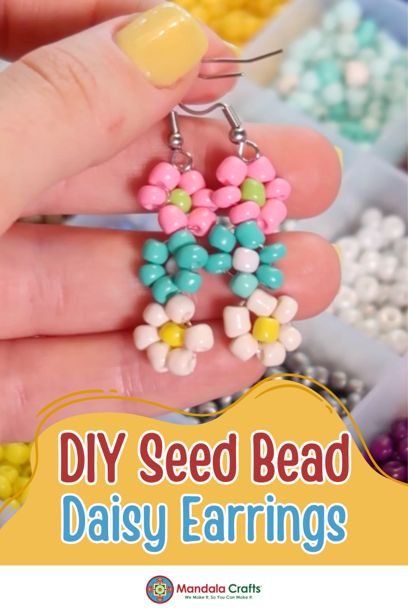 DIY Seed Bead Daisy Earrings