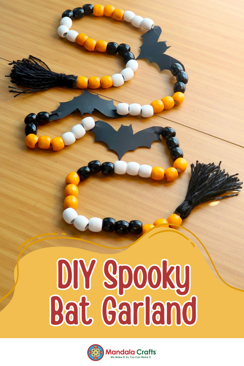 How to Make a Spooky Bat Garland with Barrel Wood Beads and Macrame Cord