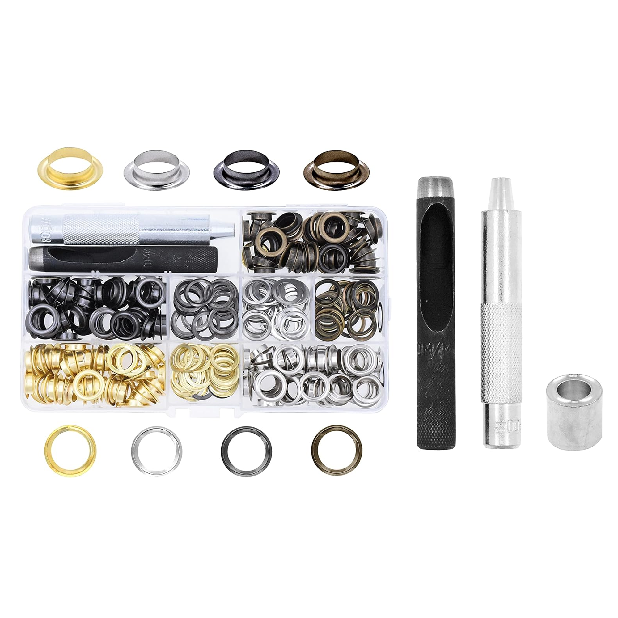 Grommet Eyelet Kit with Setting Tools for Leather, Fabric, Boots, Tarp Repair, Sewing