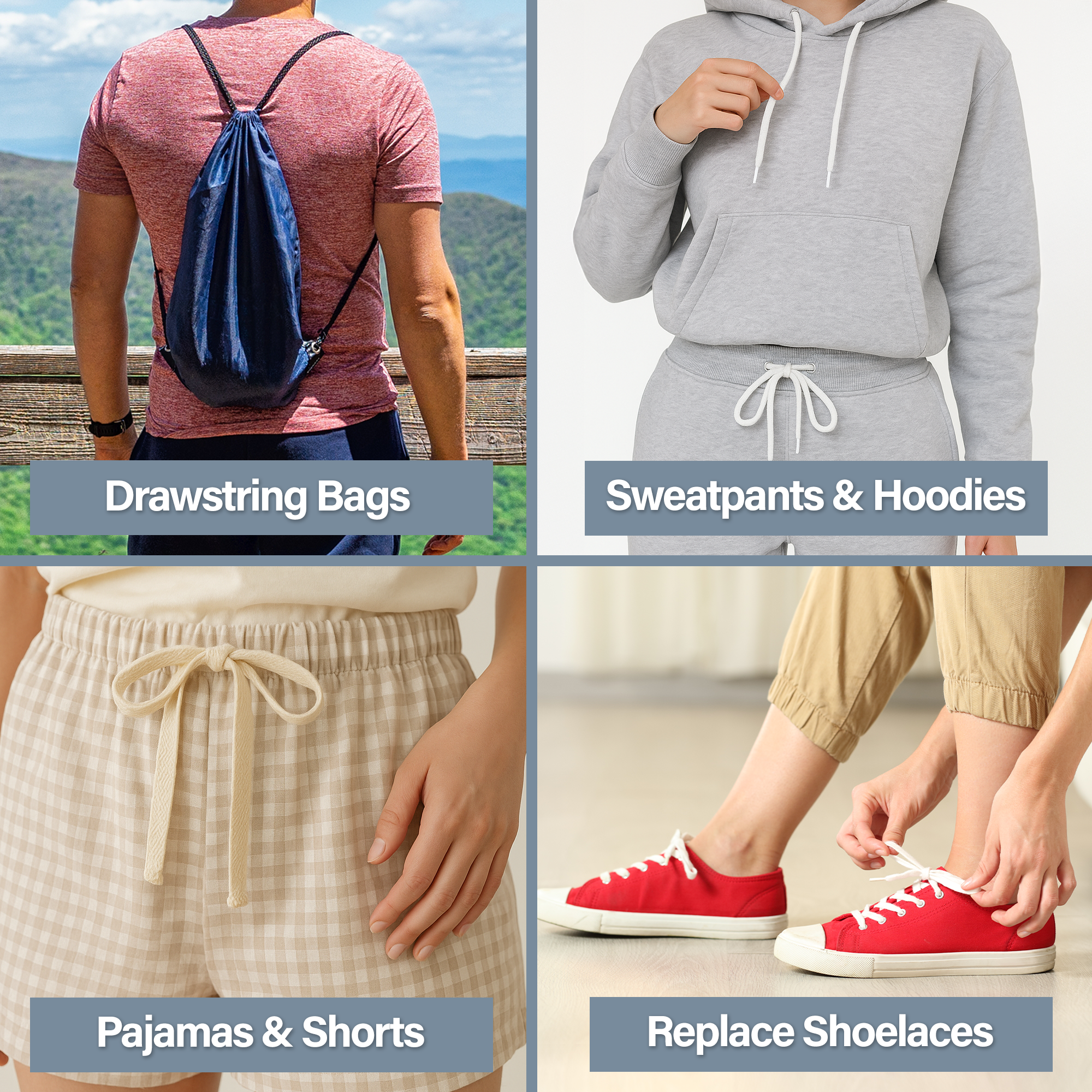 Mandala Crafts Flat Drawstring Cord Drawstring Replacement, Soft Drawstring Cotton Draw Cord Hoodie Sweatpants Drawcord Replacement