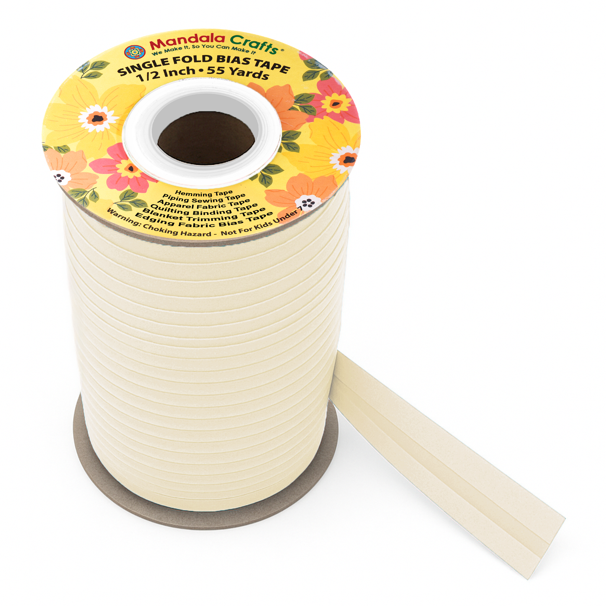 1/2 Inch Fabric Single Fold Bias Tape for Sewing Piping Hemming - 55 Yds Bias Tape Blanket Quilt Bias Binding Tape - Seam Binding Tape