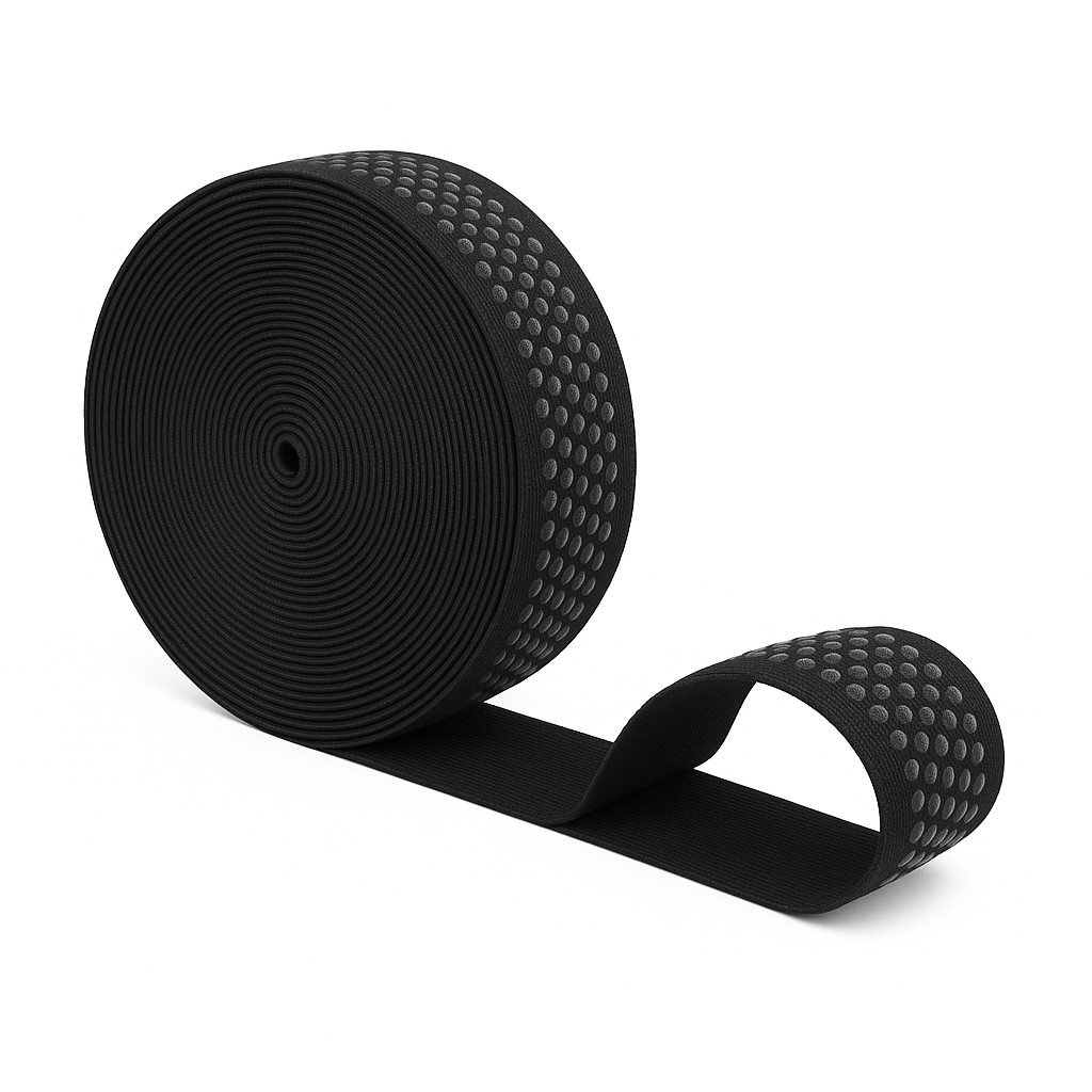 Mandala Crafts Elastic Silicone Gripper Tape for Clothing - Dotted Non Slip Elastic Band for Sewing - Silicone Elastic Straps Flat Stretchy Fabric Elastic Ribbon