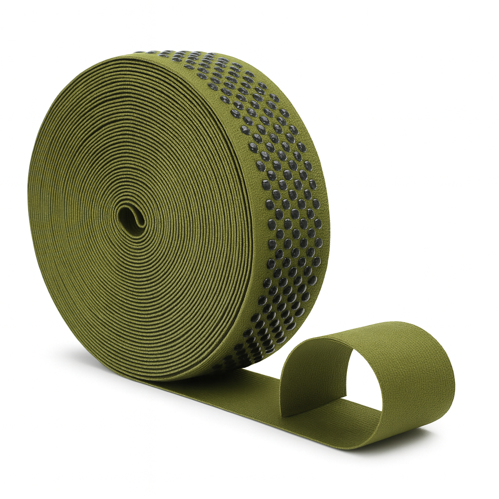 Mandala Crafts Elastic Silicone Gripper Tape for Clothing - Dotted Non Slip Elastic Band for Sewing - Silicone Elastic Straps Flat Stretchy Fabric Elastic Ribbon