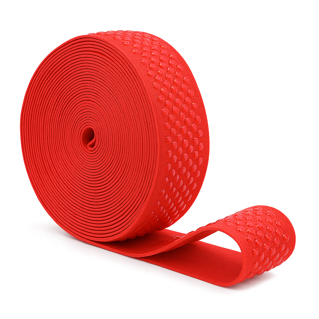 Mandala Crafts Elastic Silicone Gripper Tape for Clothing - Dotted Non Slip Elastic Band for Sewing - Silicone Elastic Straps Flat Stretchy Fabric Elastic Ribbon