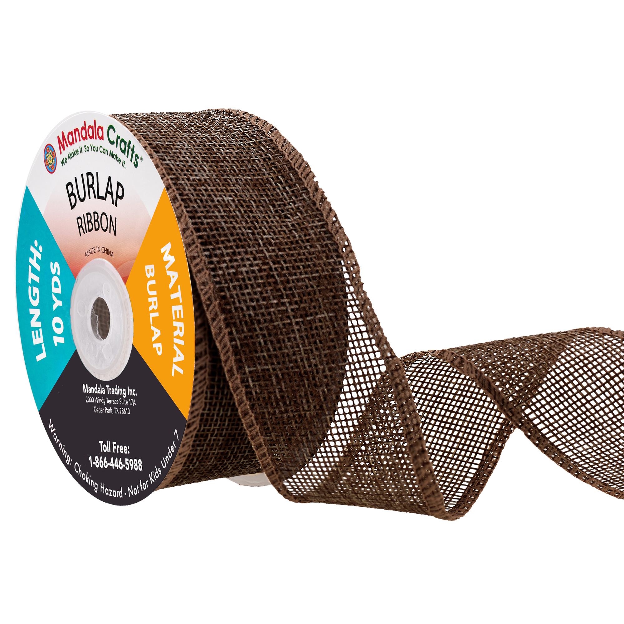 Burlap Ribbon Unwired Rustic Jute Ribbon for Crafts, Mason Jars, Weddings, Party Decoration; by Mandala Crafts