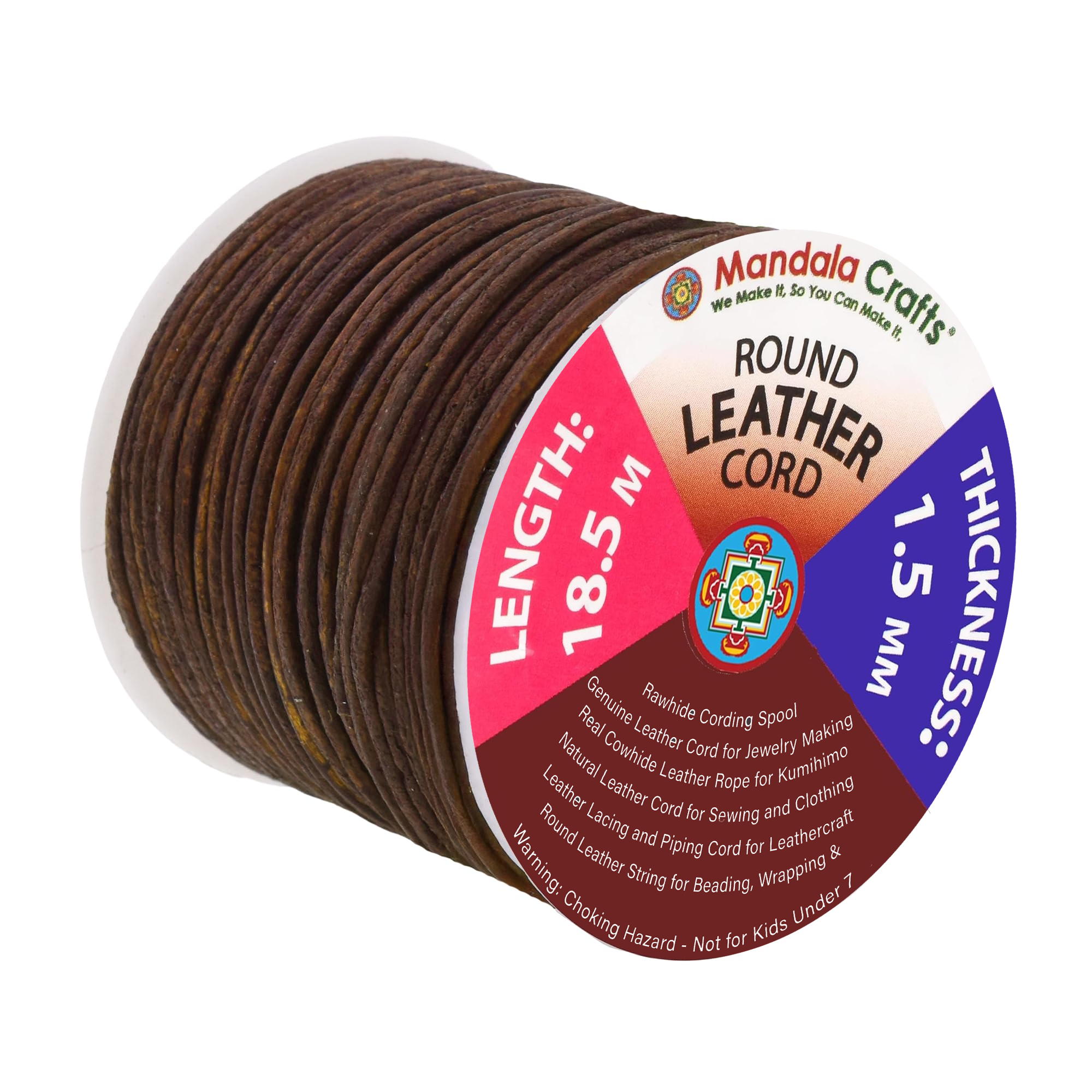 Round Cowhide Genuine Leather String Cord, Natural Rawhide Rope for Jewelry Making, Kumihimo Braiding, Shoelaces