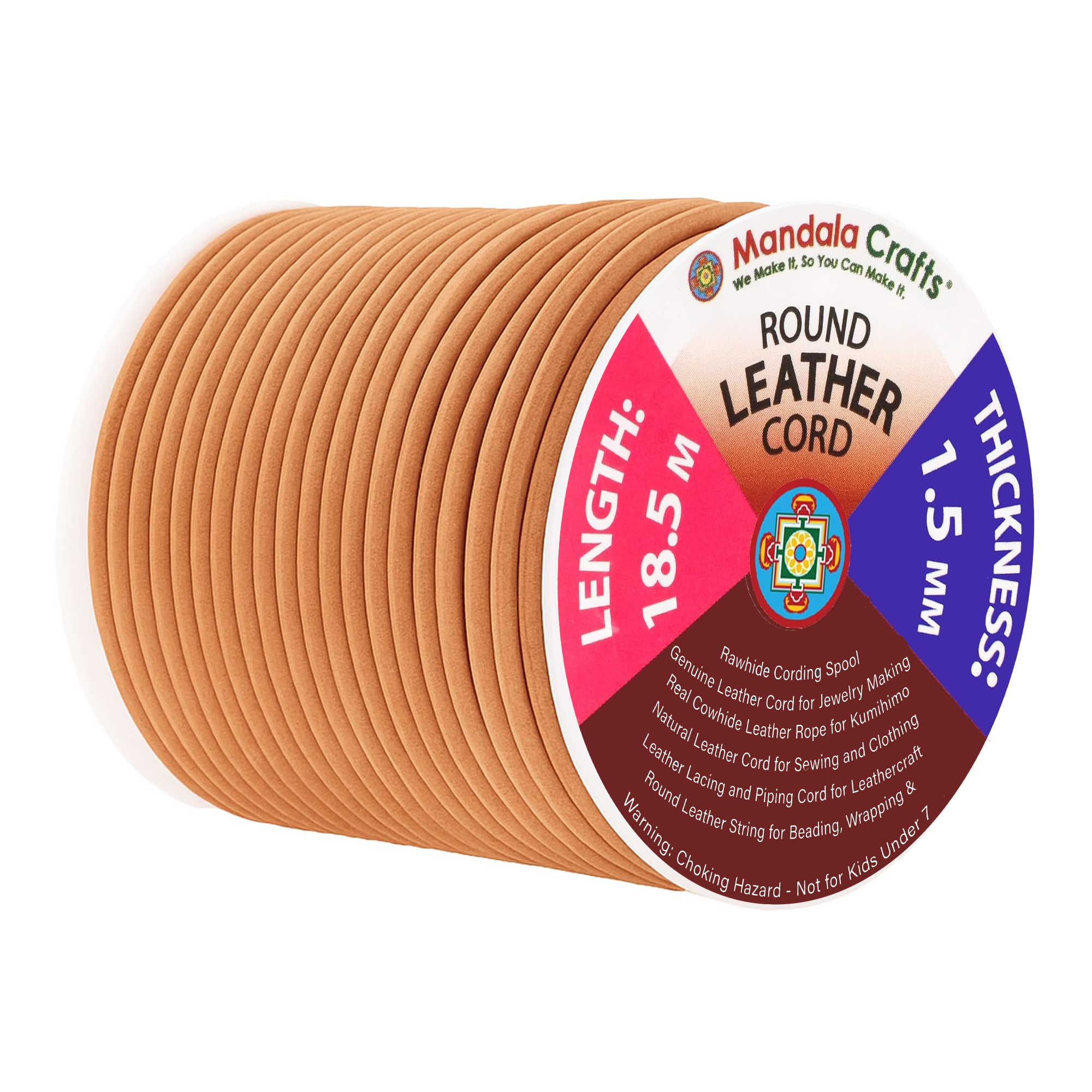 Round Cowhide Genuine Leather String Cord, Natural Rawhide Rope for Jewelry Making, Kumihimo Braiding, Shoelaces