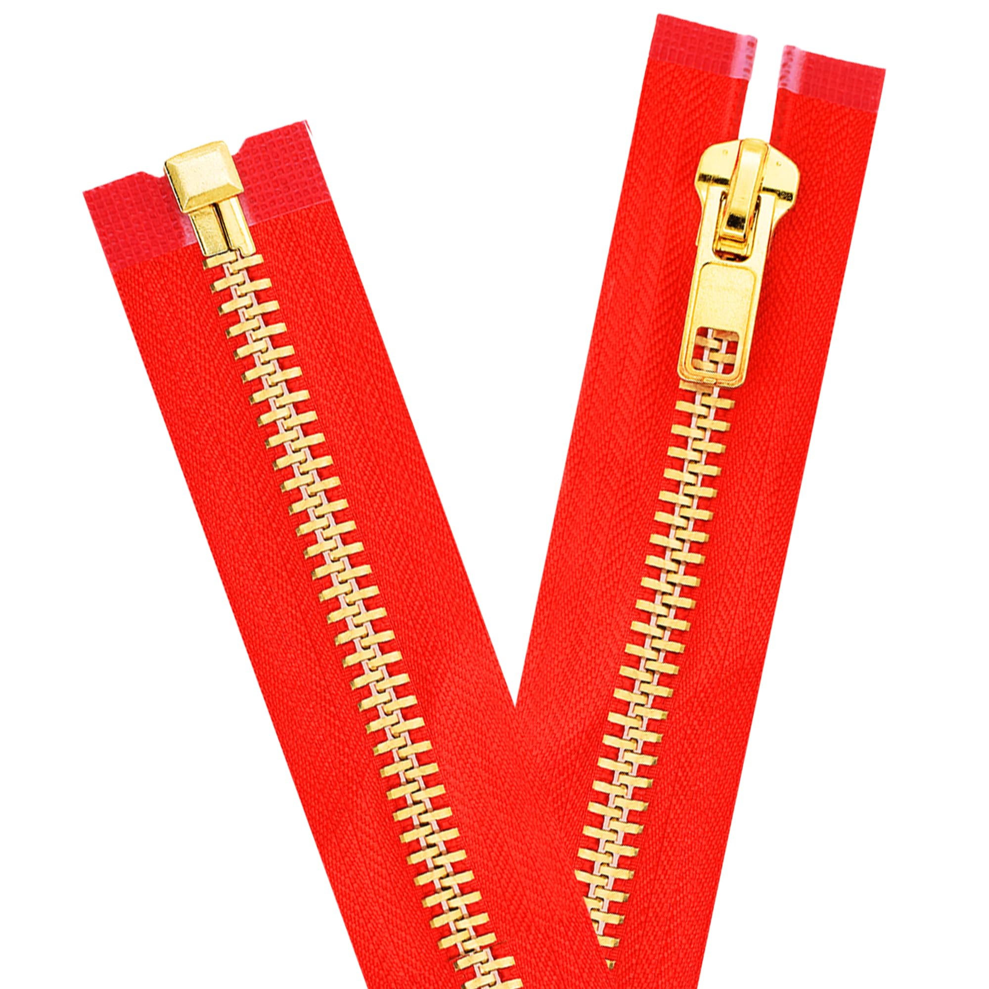 Red Heavy Duty Zippers - #10 Red Metal Zippers for Sewing - Gold Zipper Separating Zipper for Jacket Zippers Coat Zipper Upholstery Zippers