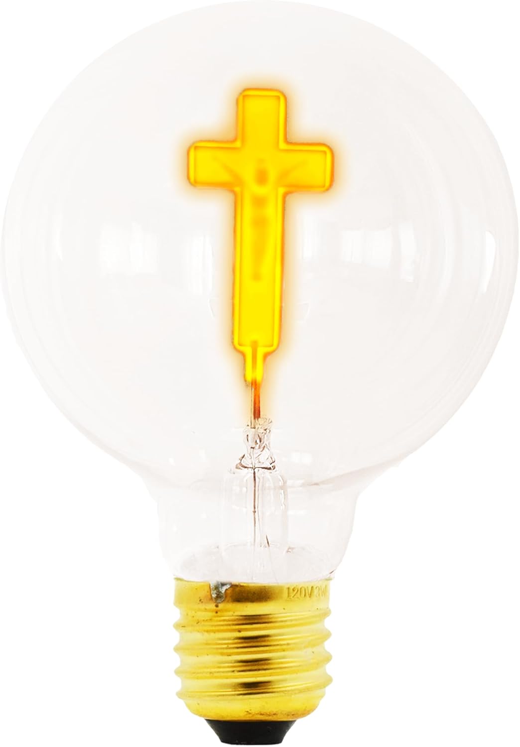 Christian Light Bulb Crucifix Bulb Jesus on The Cross Catholic Novelty Bulb 3W 120V for Pendant String Night Light by Mandala Crafts