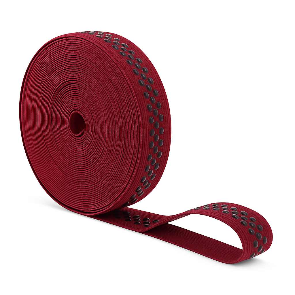 Mandala Crafts Elastic Silicone Gripper Tape for Clothing - Dotted Non Slip Elastic Band for Sewing - Silicone Elastic Straps Flat Stretchy Fabric Elastic Ribbon