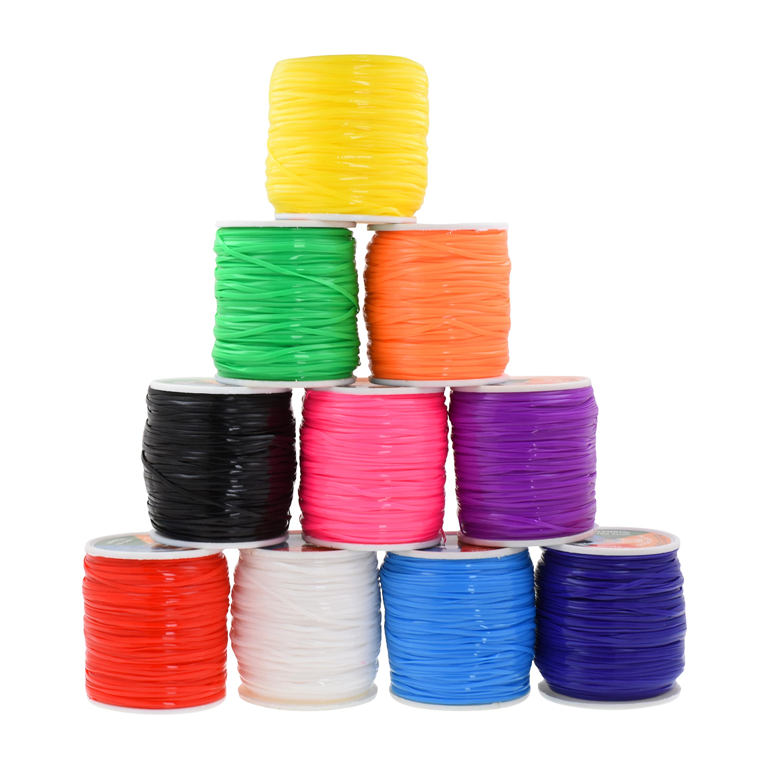 Mandala Crafts Rainbow Combo Plastic Lacing Cord Boondoggle String Kit - 1.5mm 1000 Yds Gimp String Kit for Keychain Plastic Cord Bracelet Necklace Jewelry Making - Plastic Lanyard String