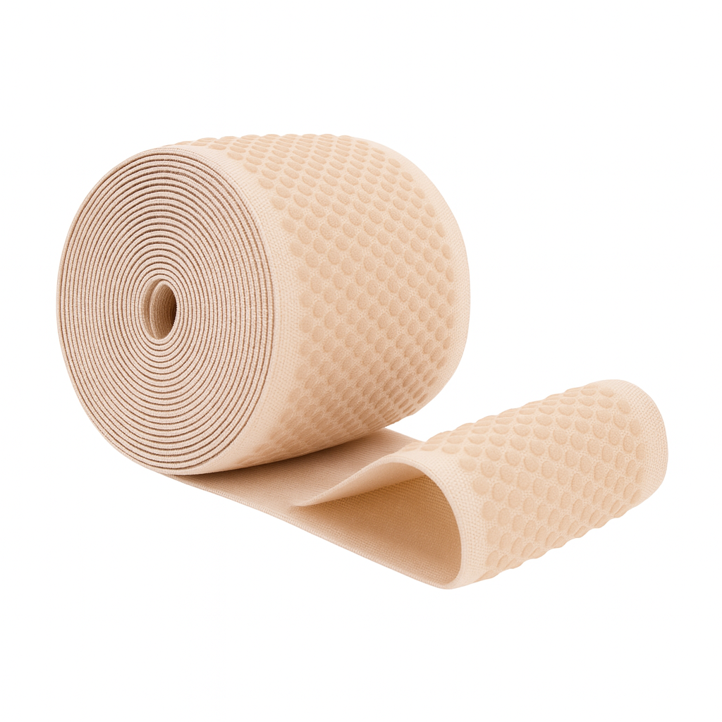 Mandala Crafts Elastic Silicone Gripper Tape for Clothing - Dotted Non Slip Elastic Band for Sewing - Silicone Elastic Straps Flat Stretchy Fabric Elastic Ribbon