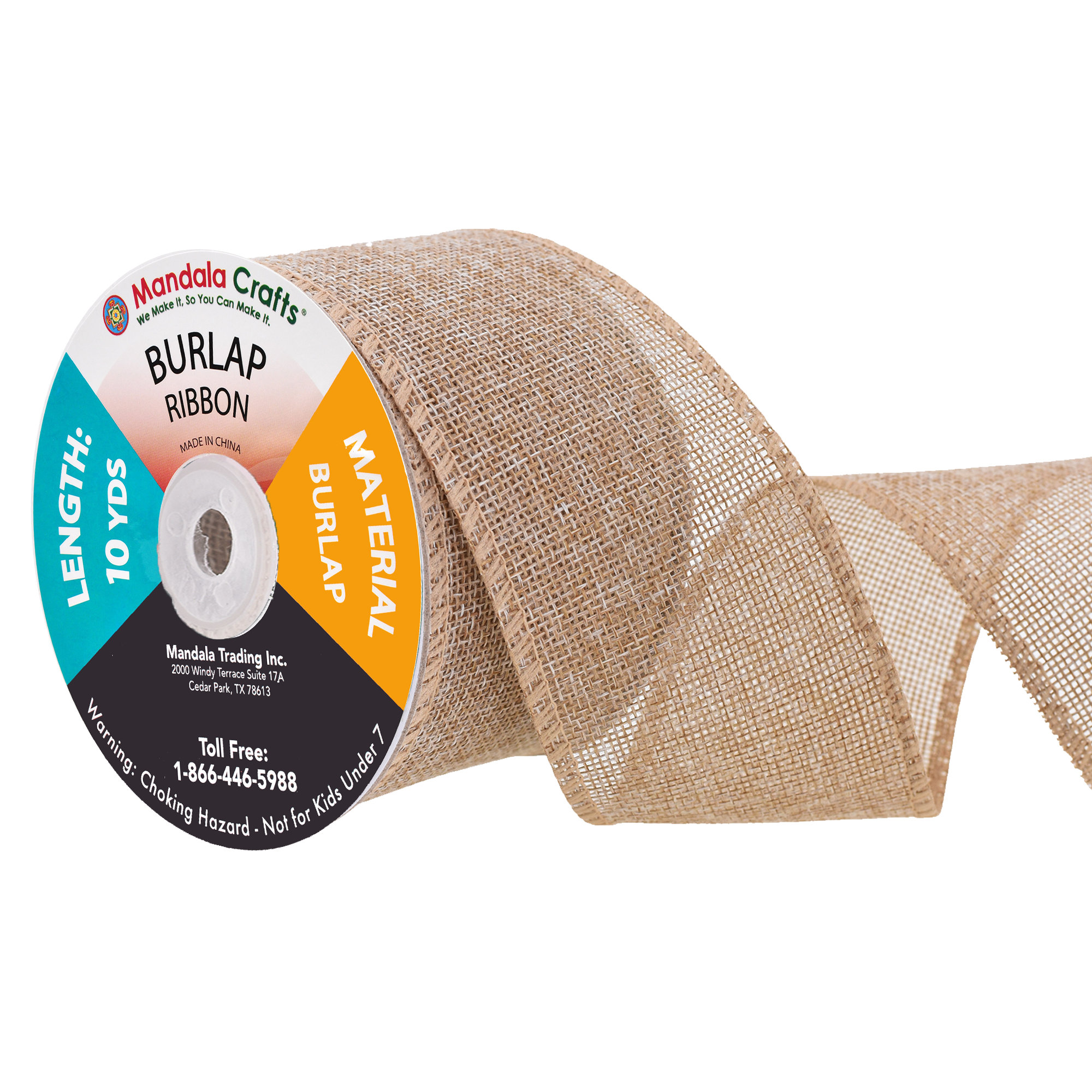 Burlap Ribbon Unwired Rustic Jute Ribbon for Crafts, Mason Jars, Weddings, Party Decoration; by Mandala Crafts