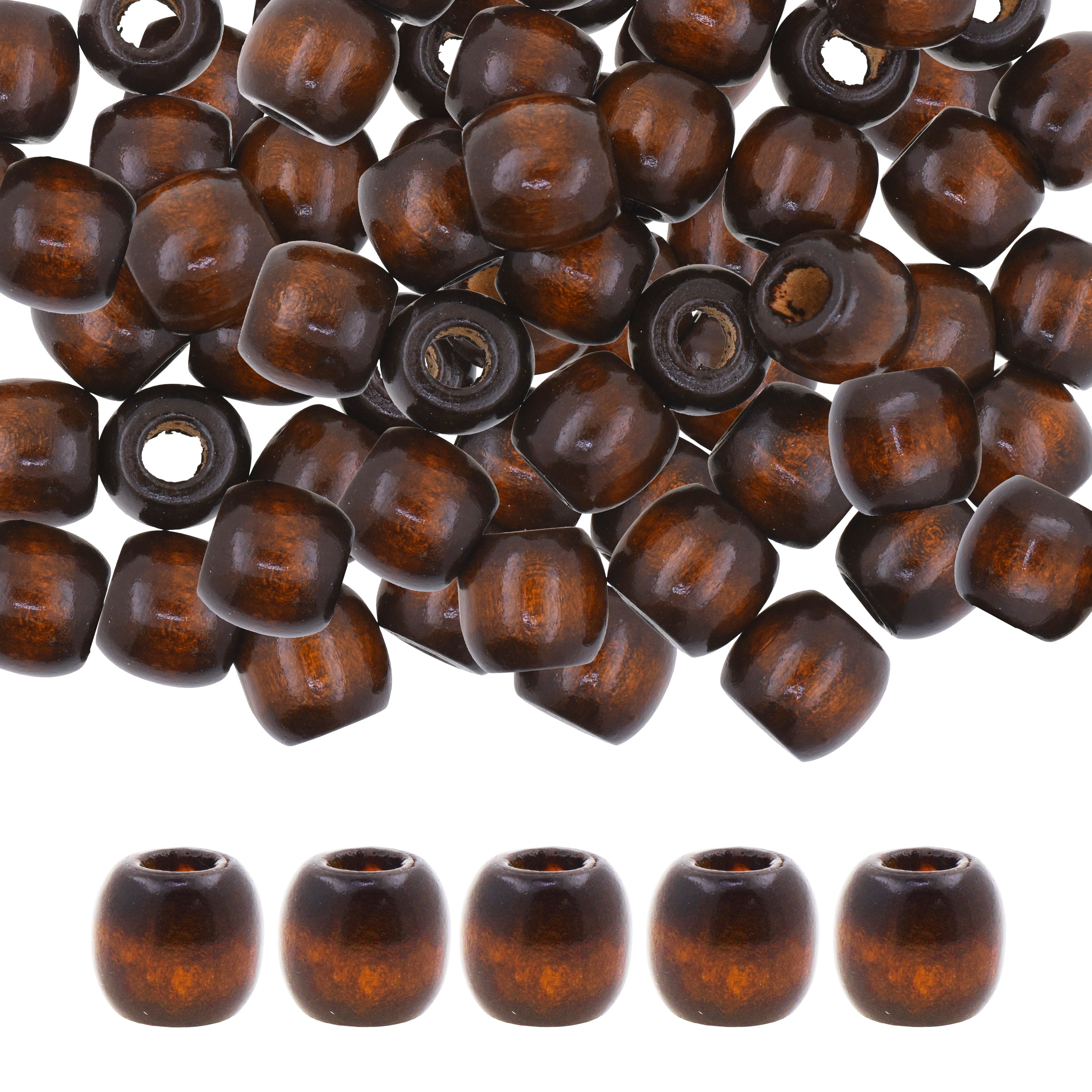 Mandala Crafts Natural Wooden Beads for Crafts Loose Large Hole Wood Beads for Macrame Beads Jewelry Making - Barrel Wood Beads for Hair Beads Braid Dreadlock 17mm 200 PCs