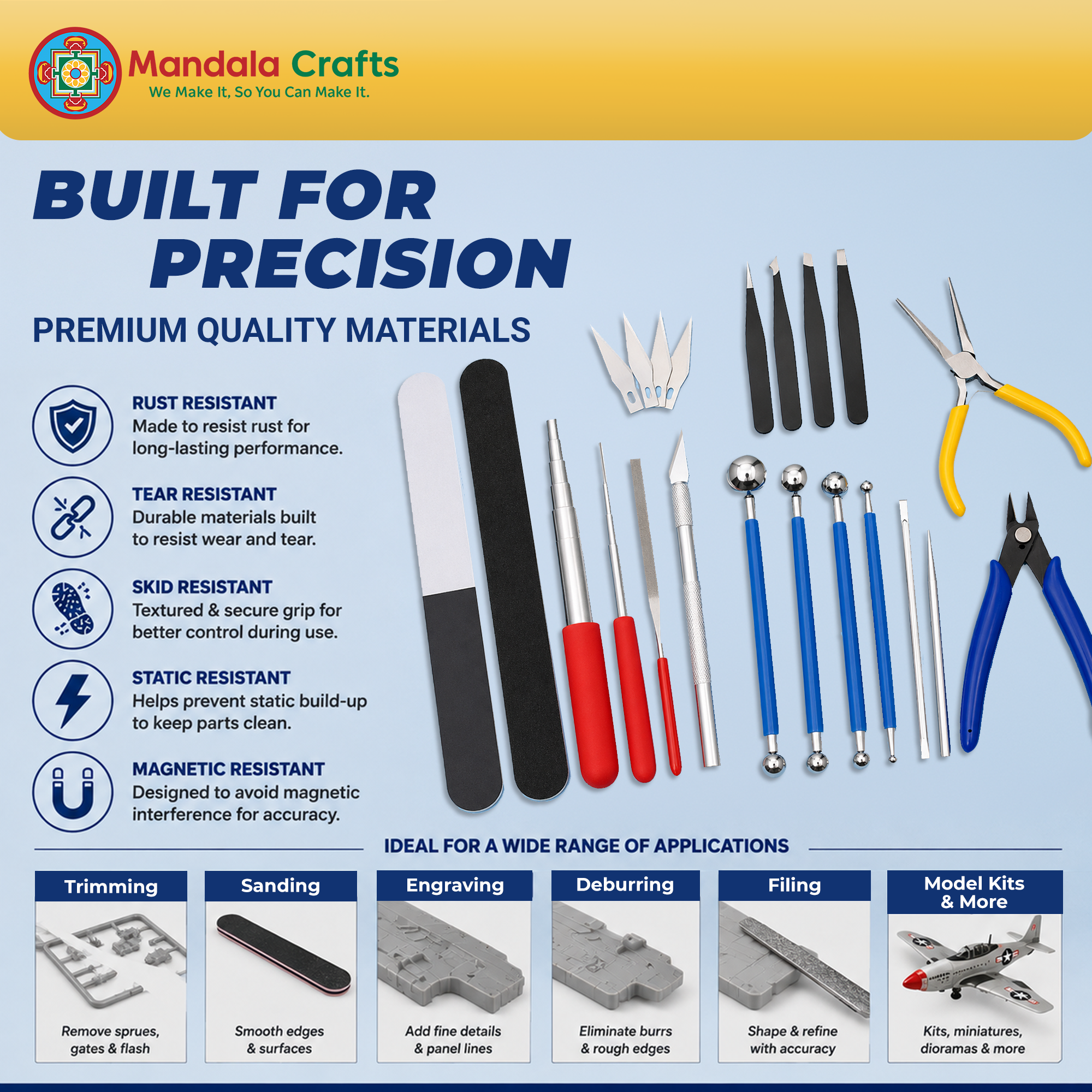 23 PC Model Building Hobby Tools Kit for Plastic Miniatures - Pliers, Clipper, Knife, Bending, Winding, Twisting Rod for Plastic, Mecha, Scale Kits, Aircraft, Tanks, Ships, Cars, Metal