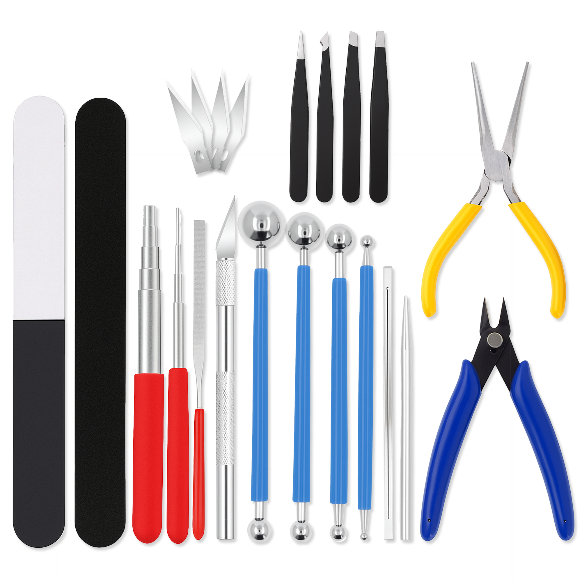 23 PC Model Building Hobby Tools Kit for Plastic Miniatures - Pliers, Clipper, Knife, Bending, Winding, Twisting Rod for Plastic, Mecha, Scale Kits, Aircraft, Tanks, Ships, Cars, Metal