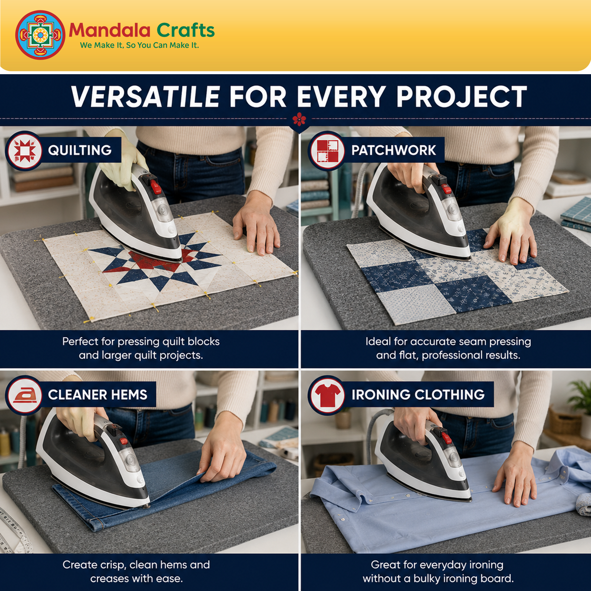 100% New Zealand Wool Pressing Mat for Quilting with Carrying Bag – 1/2 Inch Thick Heat Retention Ironing Pad for Sewing & Ironing Board Alternative