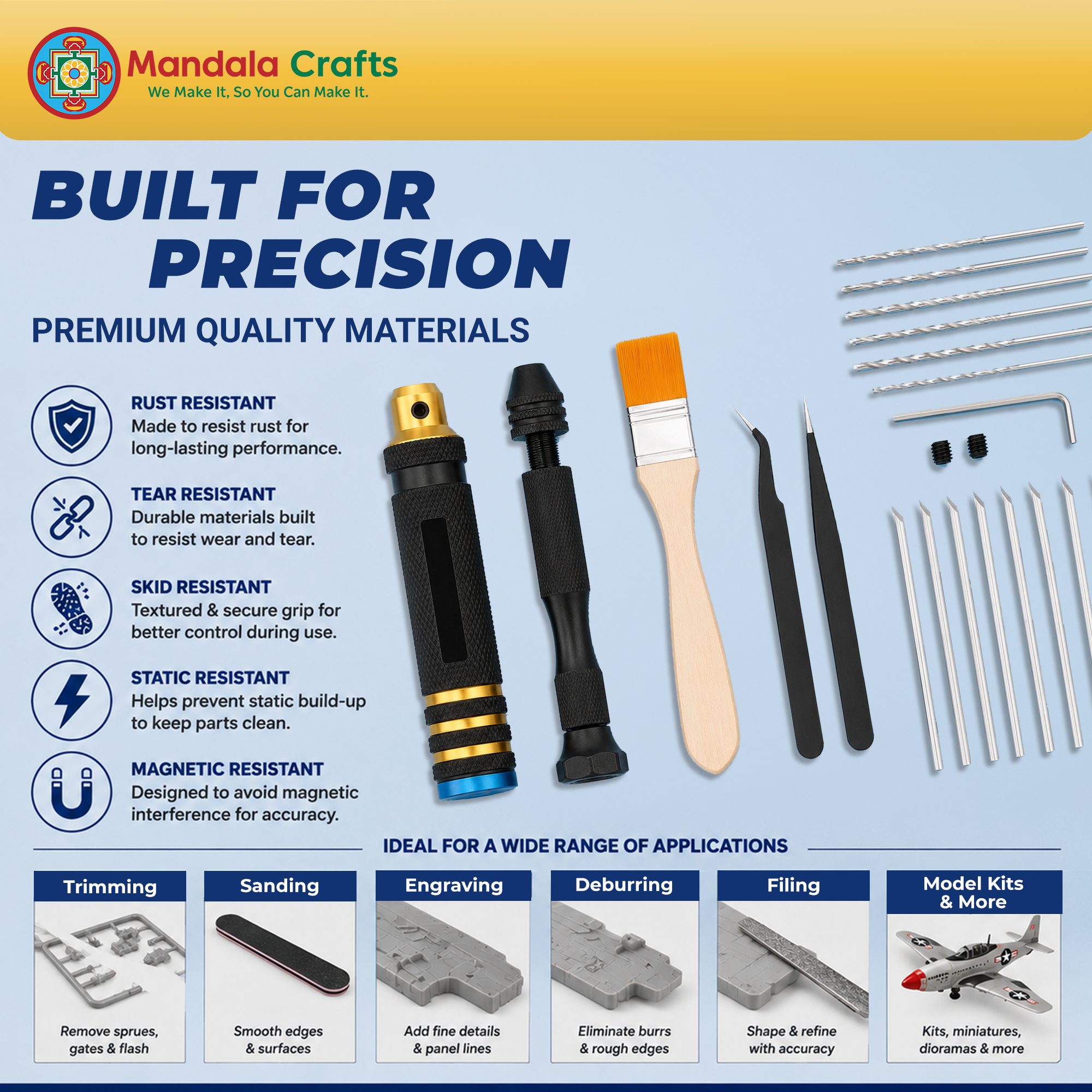 25 PC Model Building Hobby Tools Kit for Scribing Miniatures - Scribe Handle, Drill, Tweezers, Brush for Plastic, Miniatures, Mecha, Scale Kits, Aircraft, Tanks, Ships, Cars, Metal & Resin