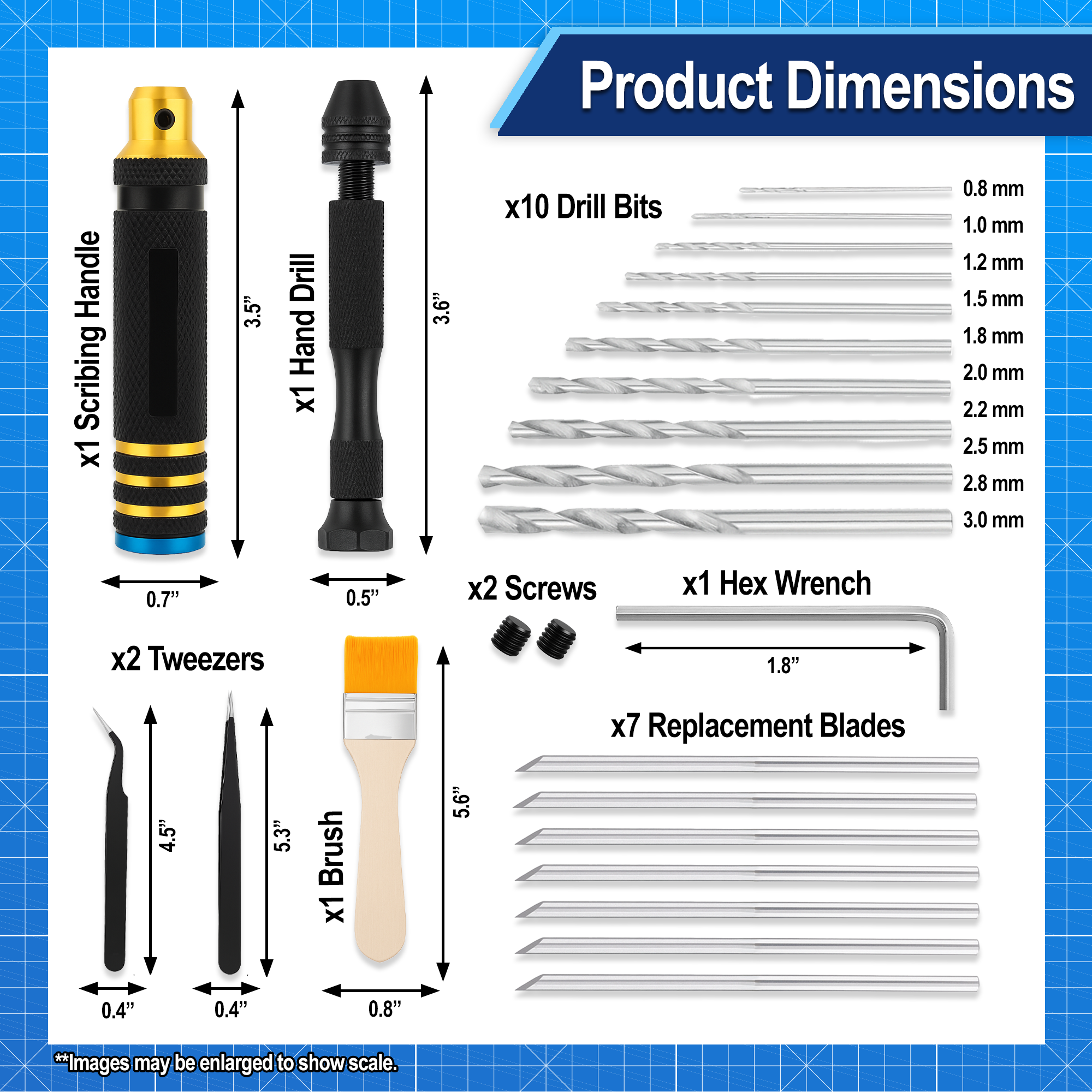 25 PC Model Building Hobby Tools Kit for Scribing Miniatures - Scribe Handle, Drill, Tweezers, Brush for Plastic, Miniatures, Mecha, Scale Kits, Aircraft, Tanks, Ships, Cars, Metal & Resin