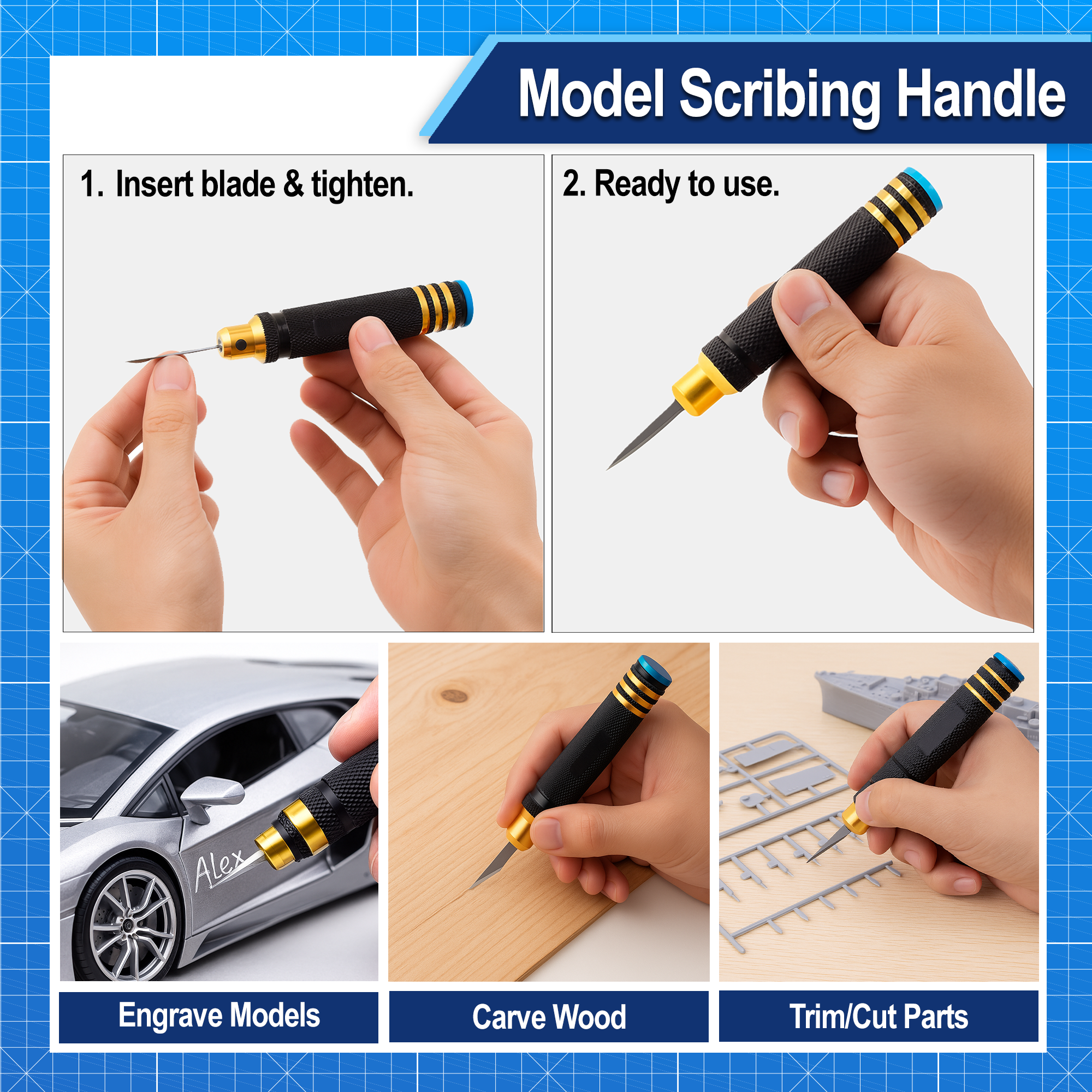 25 PC Model Building Hobby Tools Kit for Scribing Miniatures - Scribe Handle, Drill, Tweezers, Brush for Plastic, Miniatures, Mecha, Scale Kits, Aircraft, Tanks, Ships, Cars, Metal & Resin