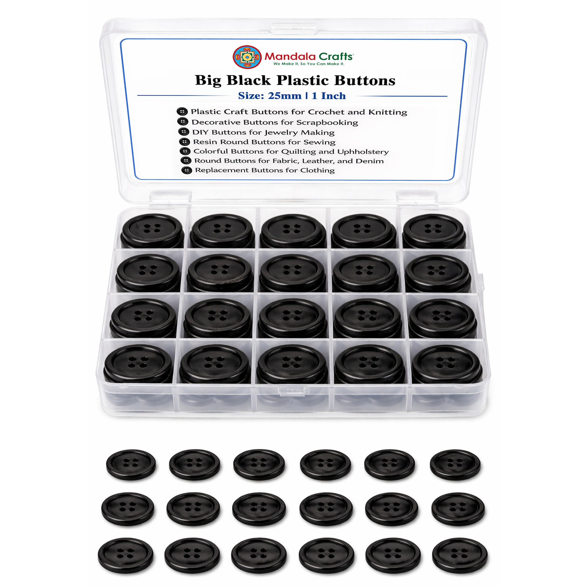 Mandala Crafts Assorted Plastic Sewing Buttons for Sewing Crafts Clothes Coats Bulk Wholesale Pack