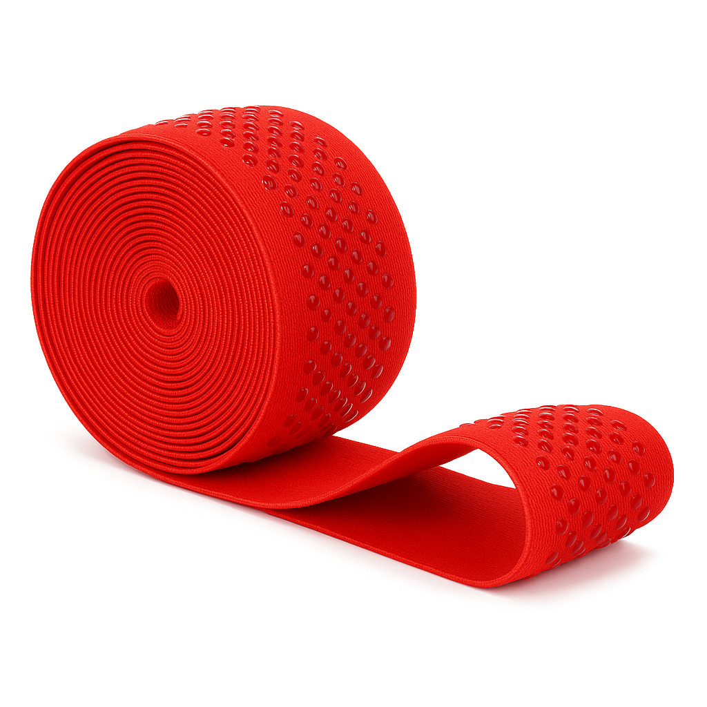 Mandala Crafts Elastic Silicone Gripper Tape for Clothing - Dotted Non Slip Elastic Band for Sewing - Silicone Elastic Straps Flat Stretchy Fabric Elastic Ribbon