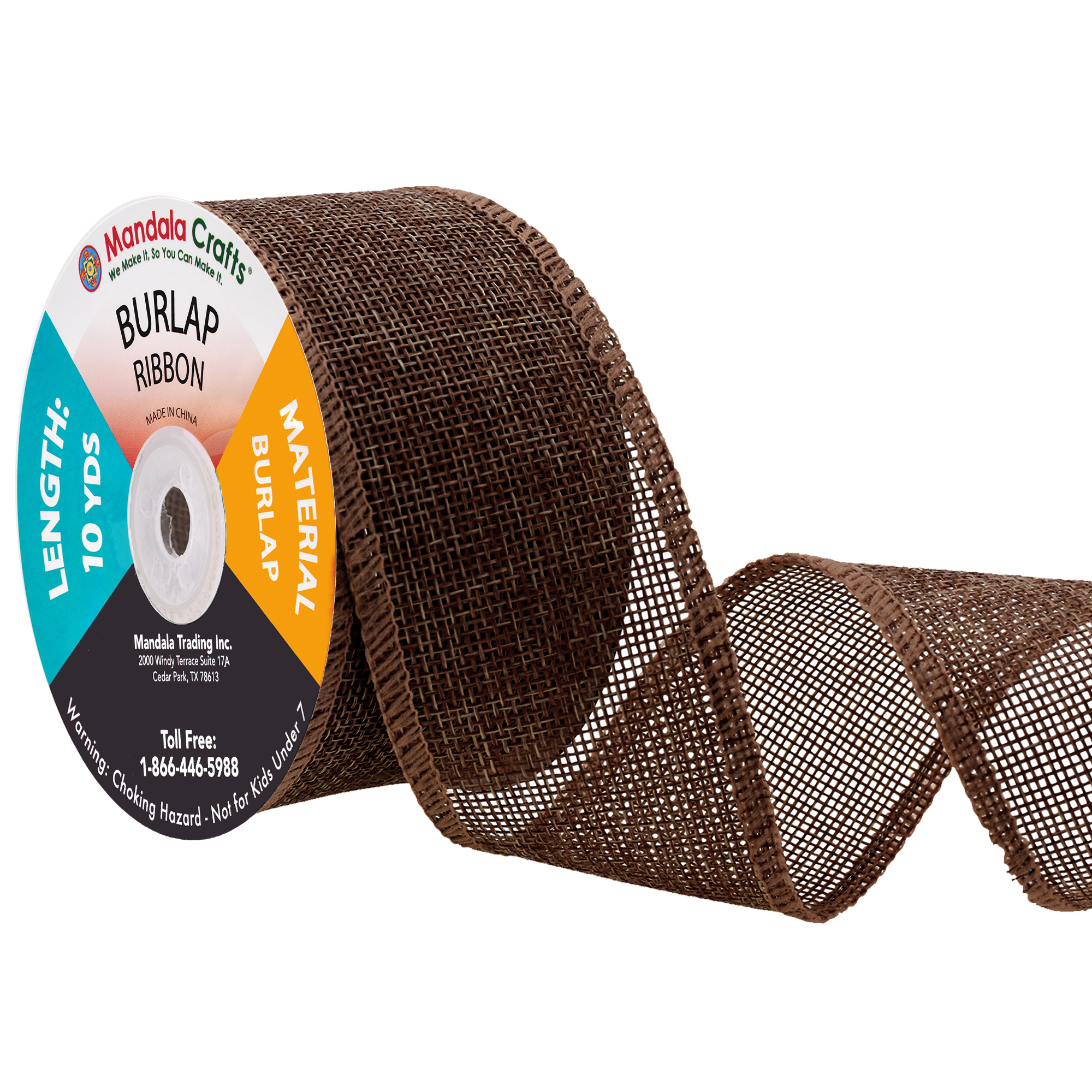 Burlap Ribbon Unwired Rustic Jute Ribbon for Crafts, Mason Jars, Weddings, Party Decoration; by Mandala Crafts