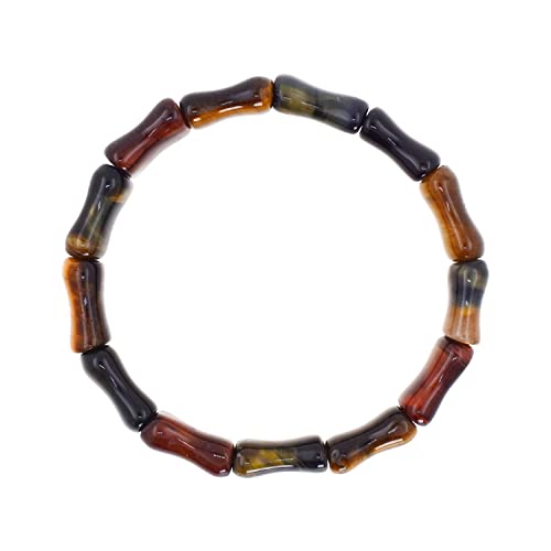 Mudra Crafts Mens Tiger Eye Bracelet - Yellow Red Unisex Natural Tigers Eye Crystal Stone Bead Bracelet for Women