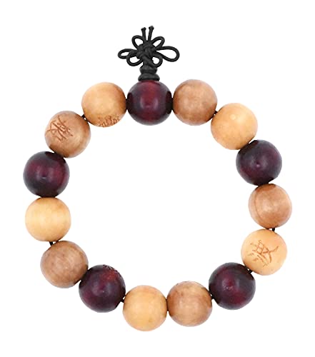 Mandala Crafts Mala Bracelet Wood Buddhist Prayer Beads for Men Women  Mala Wrist Meditation Beads Buddhist Bracelet -- Tibetan Prayer Beads Bracelet Red and Natural Wood