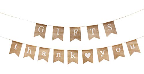 Thank You Banner - Gift Banner Burlap Sign for Rustic Baby Shower Decorations Vintage Bridal Shower Decorations Wedding Birthday Party by Mandala Crafts