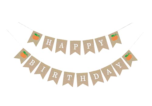 Mandala Crafts Fall Birthday Banner  Burlap Pumpkin Birthday Banner - Fall Happy Birthday Banner for Fall Birthday Party Decorations Pumpkin Birthday Decorations