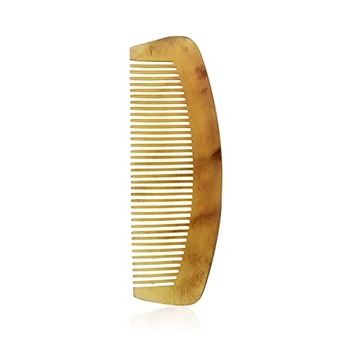 Mudra Crafts Natural Sheep Horn Comb with Fine Tooth for Styling & Detangling All Hair Types - Anti Static Combs for Women Men Children