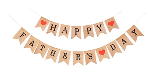 Mandala Crafts Burlap Happy Fathers Day Banner for Fathers Day Decorations, Fathers Day Décor for Fathers Day Party Decorations Dads Papas Day Photo Backdrop