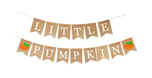 Mandala Crafts Burlap Little Pumpkin Banner for Little Pumpkin Baby Shower Decorations - Jute Little Pumpkin Garland for Birthday Fall Gender Reveal Party