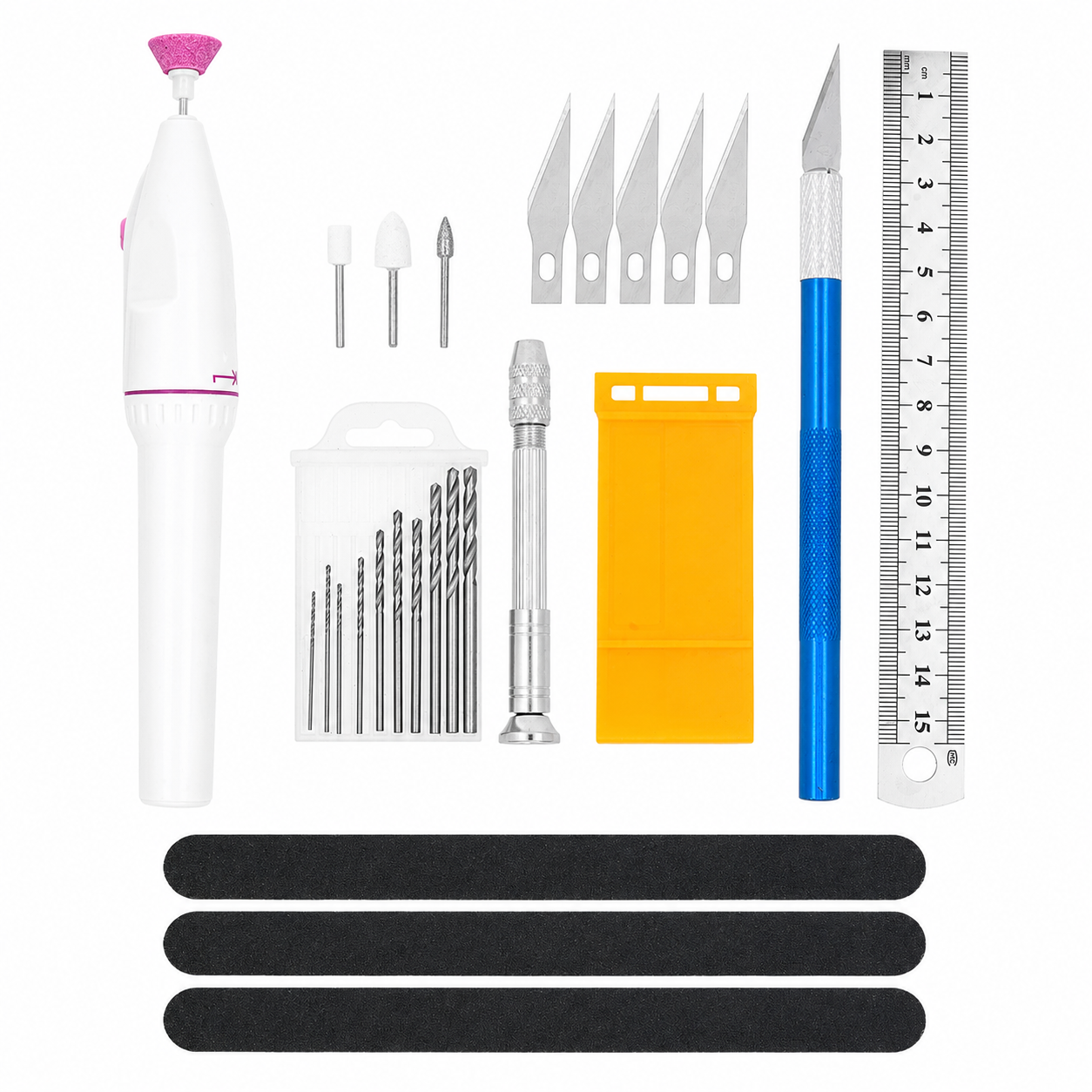 33 PC Model Building Hobby Tools Kit for 3D Plastic Miniatures - Professional Clippers, Tweezers, Drills, Grinder & Knife for Mecha, Scale Kits, Aircraft, Tanks, Ships, Cars, Metal & Resin