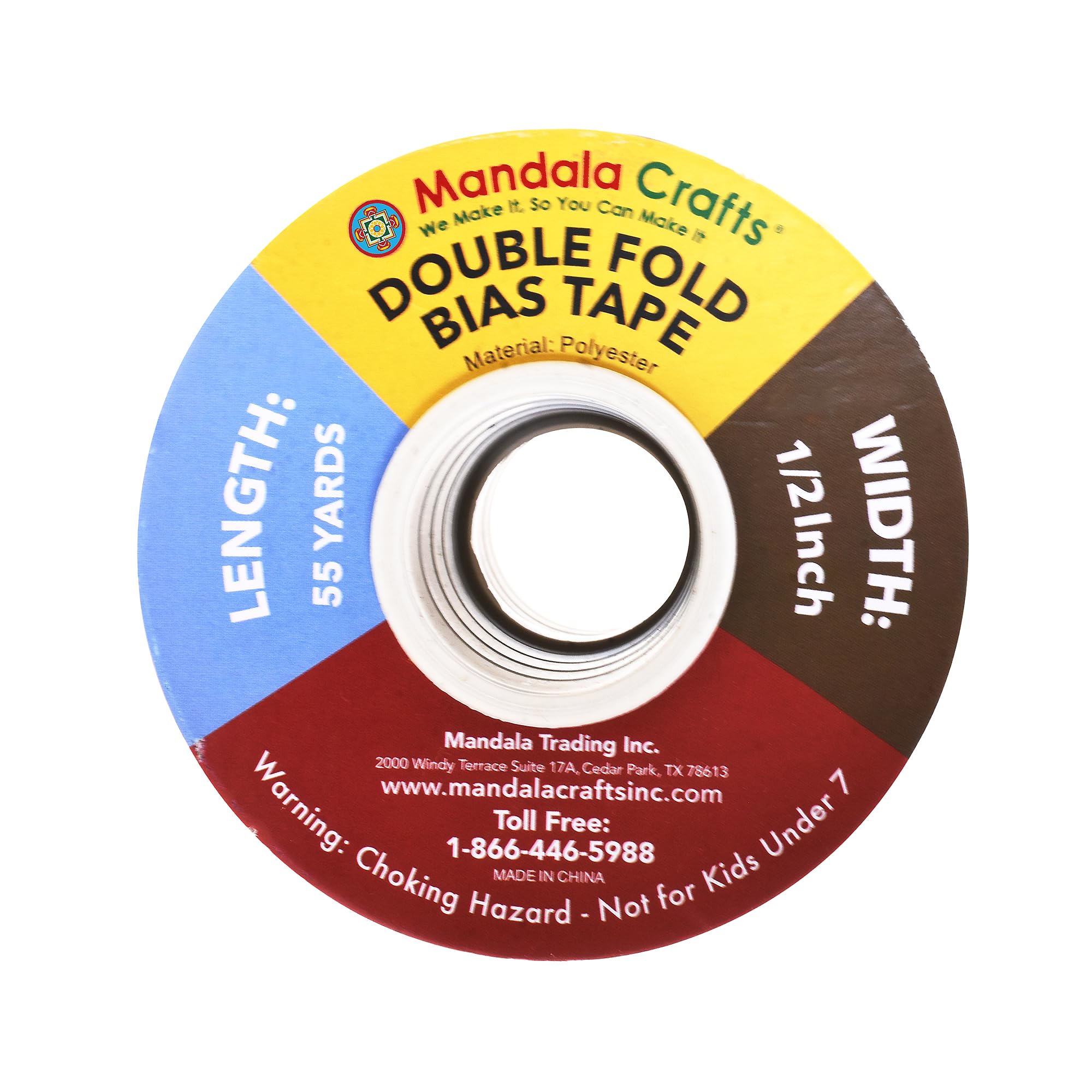 Mandala Crafts Double Fold Bias Tape for Sewing, Seaming, Binding, Hemming, Piping, Quilting