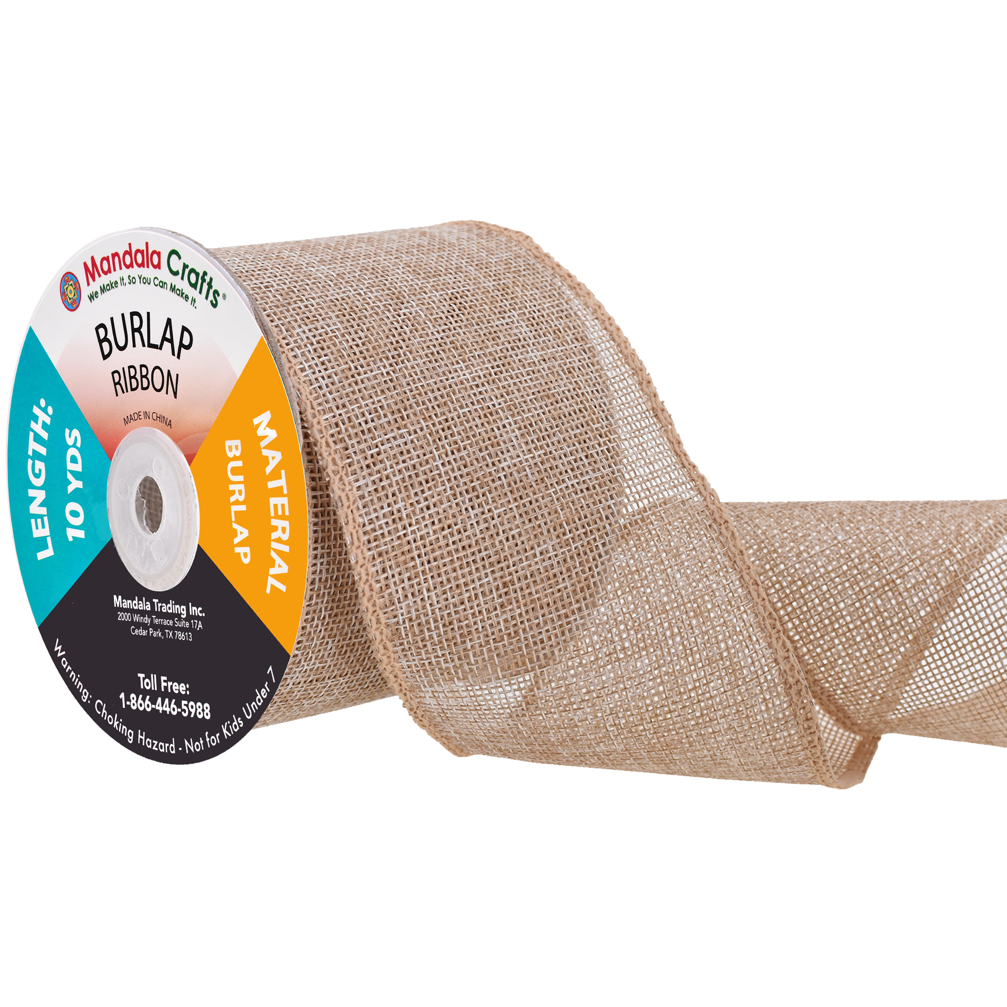 Burlap Ribbon Unwired Rustic Jute Ribbon for Crafts, Mason Jars, Weddings, Party Decoration; by Mandala Crafts